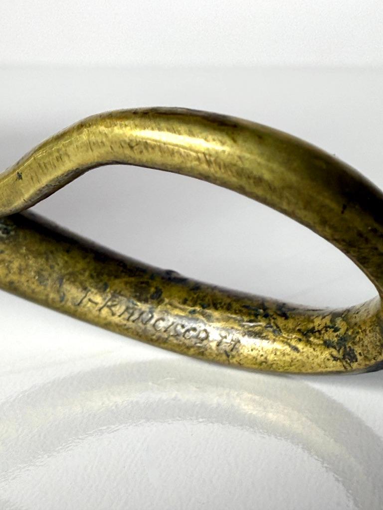 Unique Mid Century Modern Sculptural Bronze Bell Signed Francisco Organic Design For Sale 5