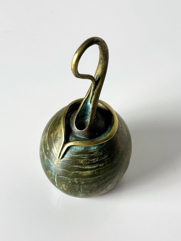 Organic Modern Unique Mid Century Modern Sculptural Bronze Bell Signed Francisco Organic Design For Sale