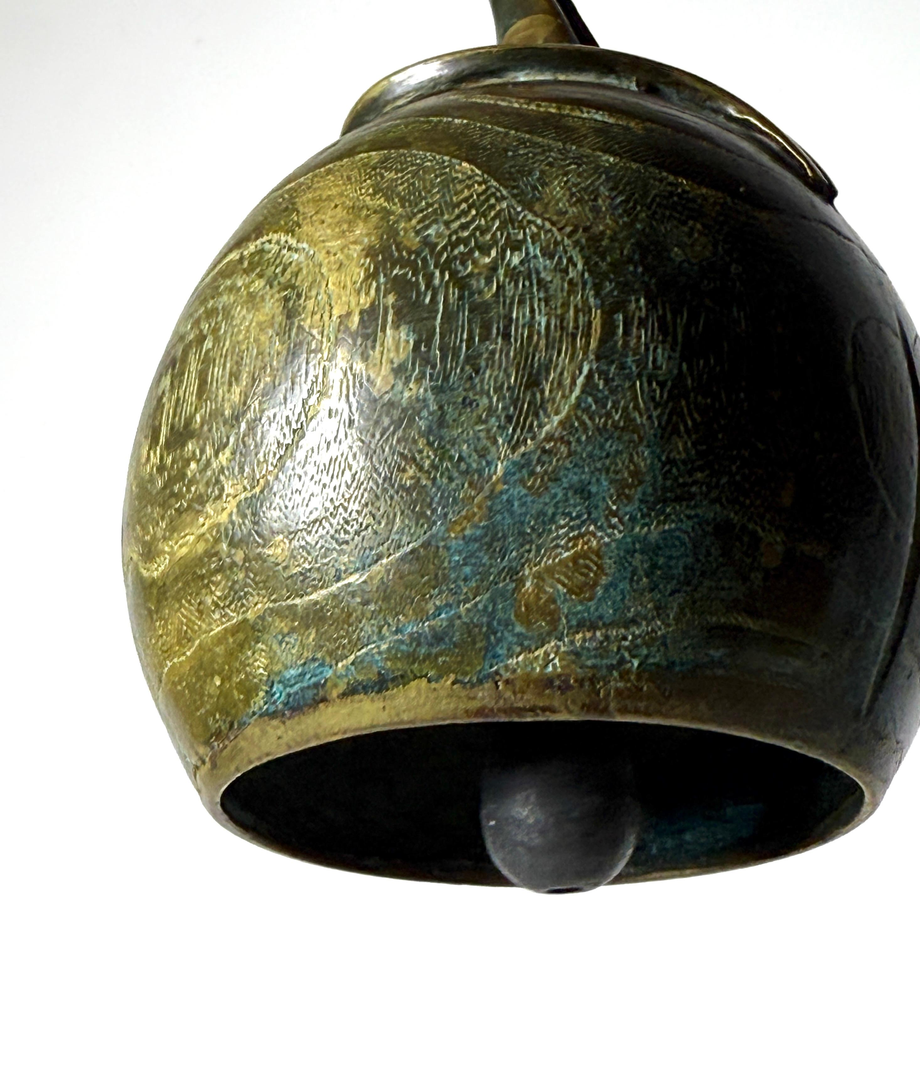 Unique Mid Century Modern Sculptural Bronze Bell Signed Francisco Organic Design In Good Condition For Sale In Troy, MI