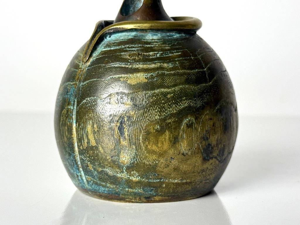 Unique Mid Century Modern Sculptural Bronze Bell Signed Francisco Organic Design For Sale 1