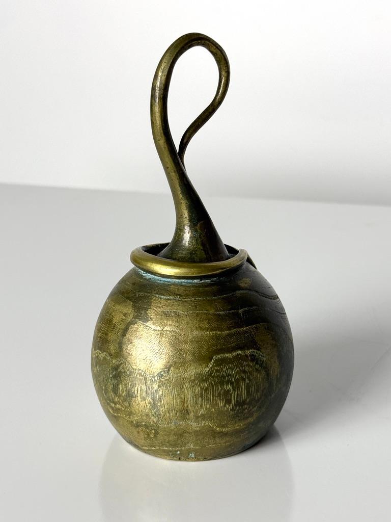 Unique Mid Century Modern Sculptural Bronze Bell Signed Francisco Organic Design For Sale 3
