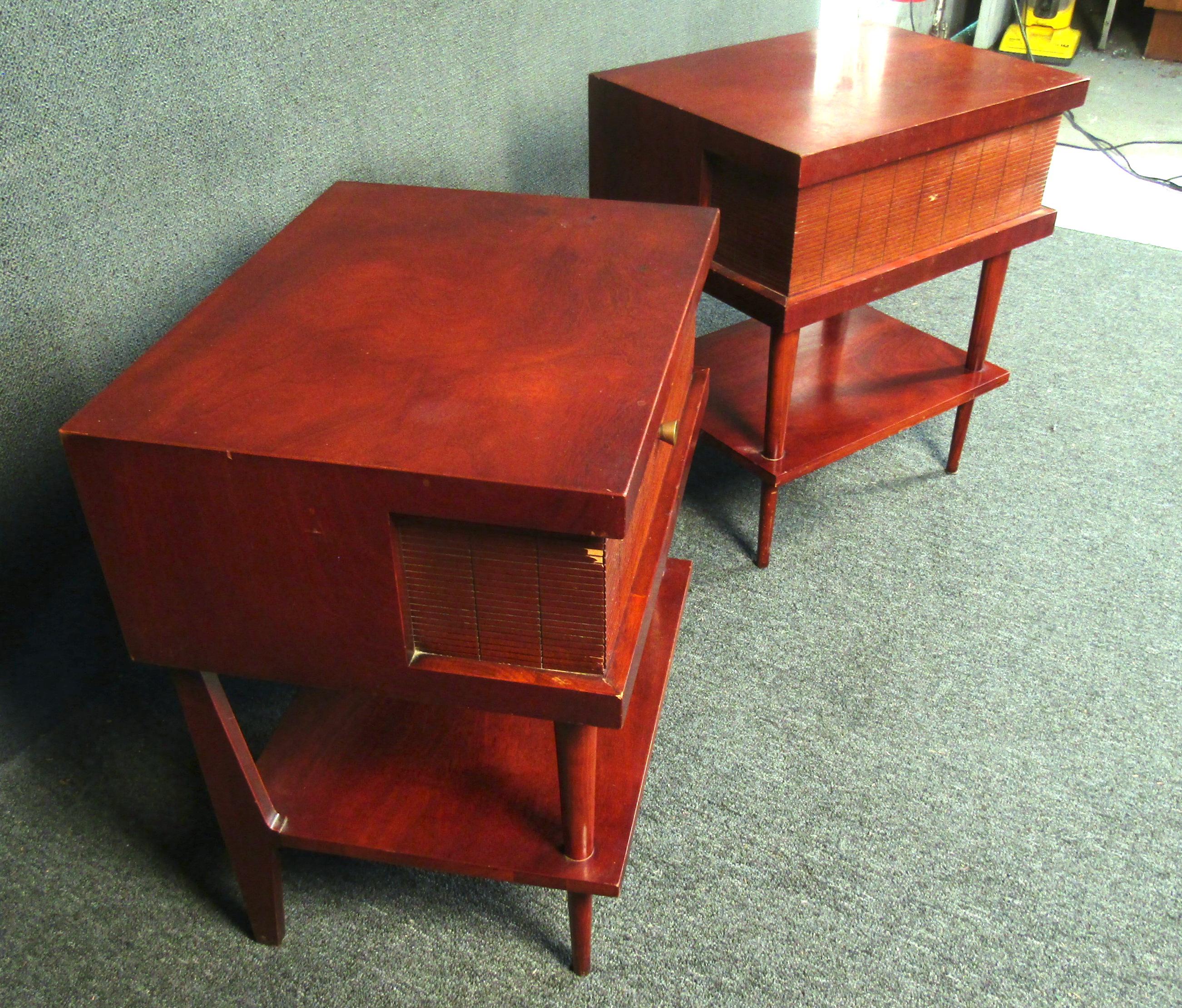 Wood Unique Mid-Century Modern Side Tables For Sale