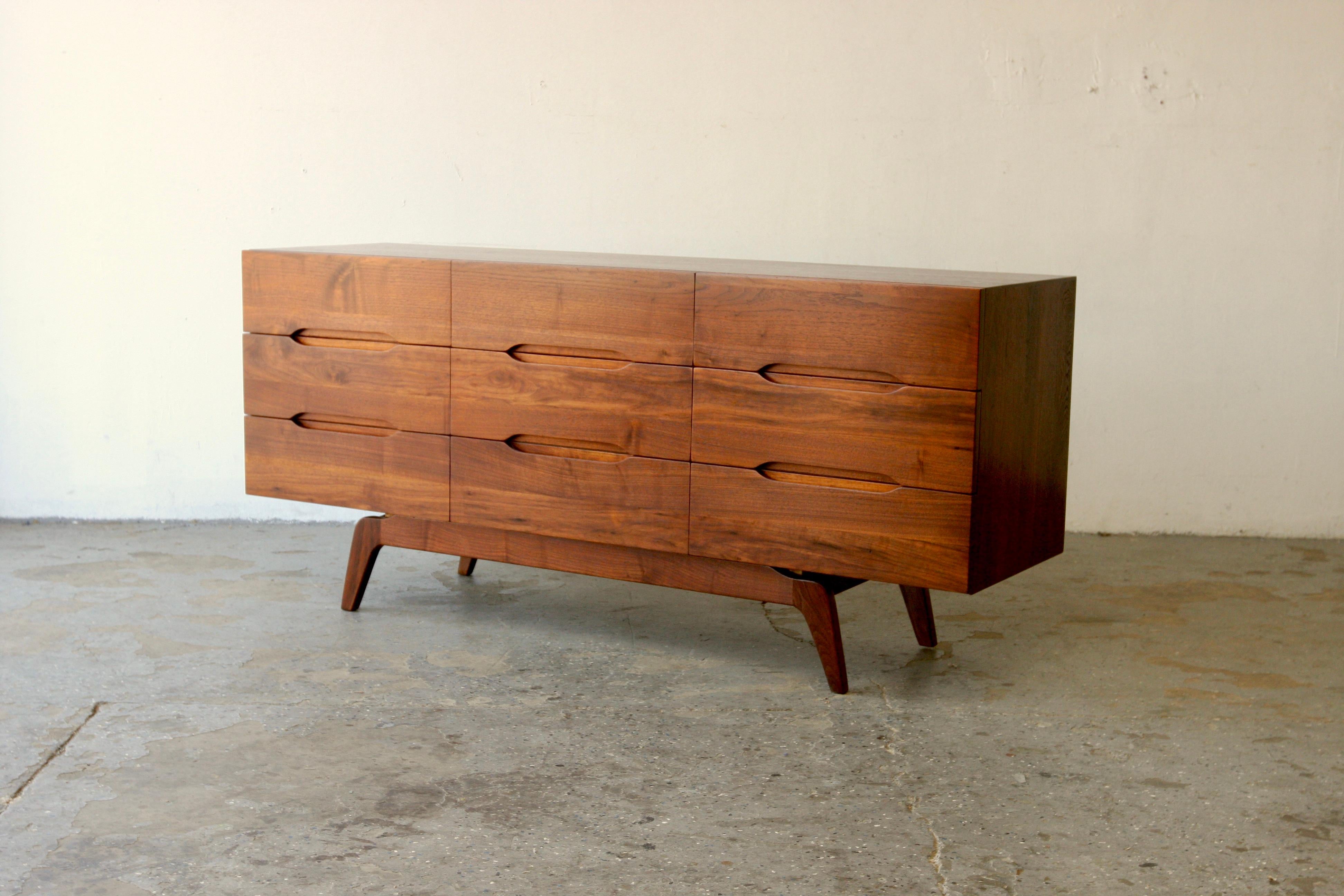 Unique Mid-Century Modern Solid Walnut Dresser/Credenza in Style of Arne Vodder For Sale 5