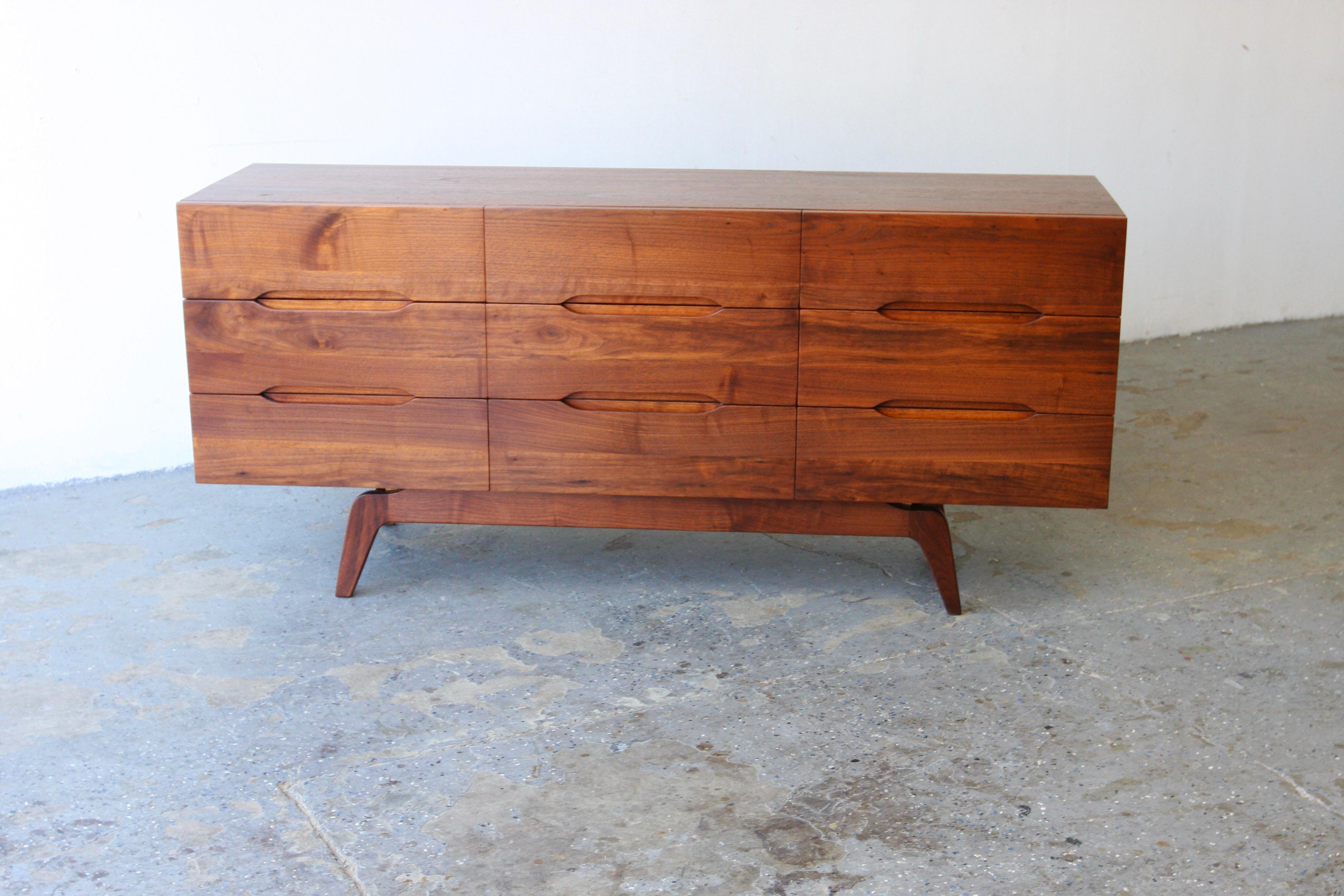 Unknown Unique Mid-Century Modern Solid Walnut Dresser/Credenza in Style of Arne Vodder For Sale