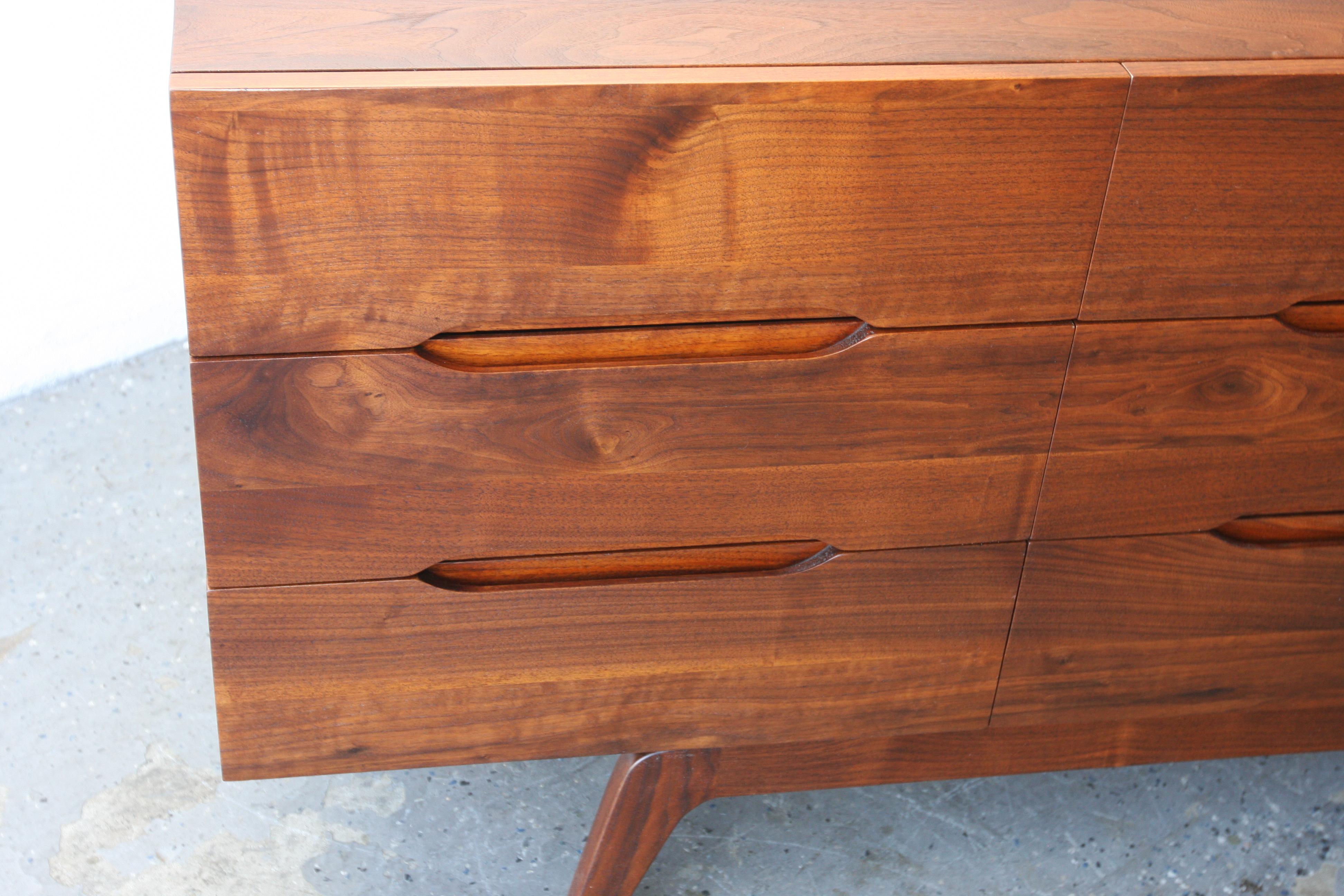 Mid-20th Century Unique Mid-Century Modern Solid Walnut Dresser/Credenza in Style of Arne Vodder For Sale