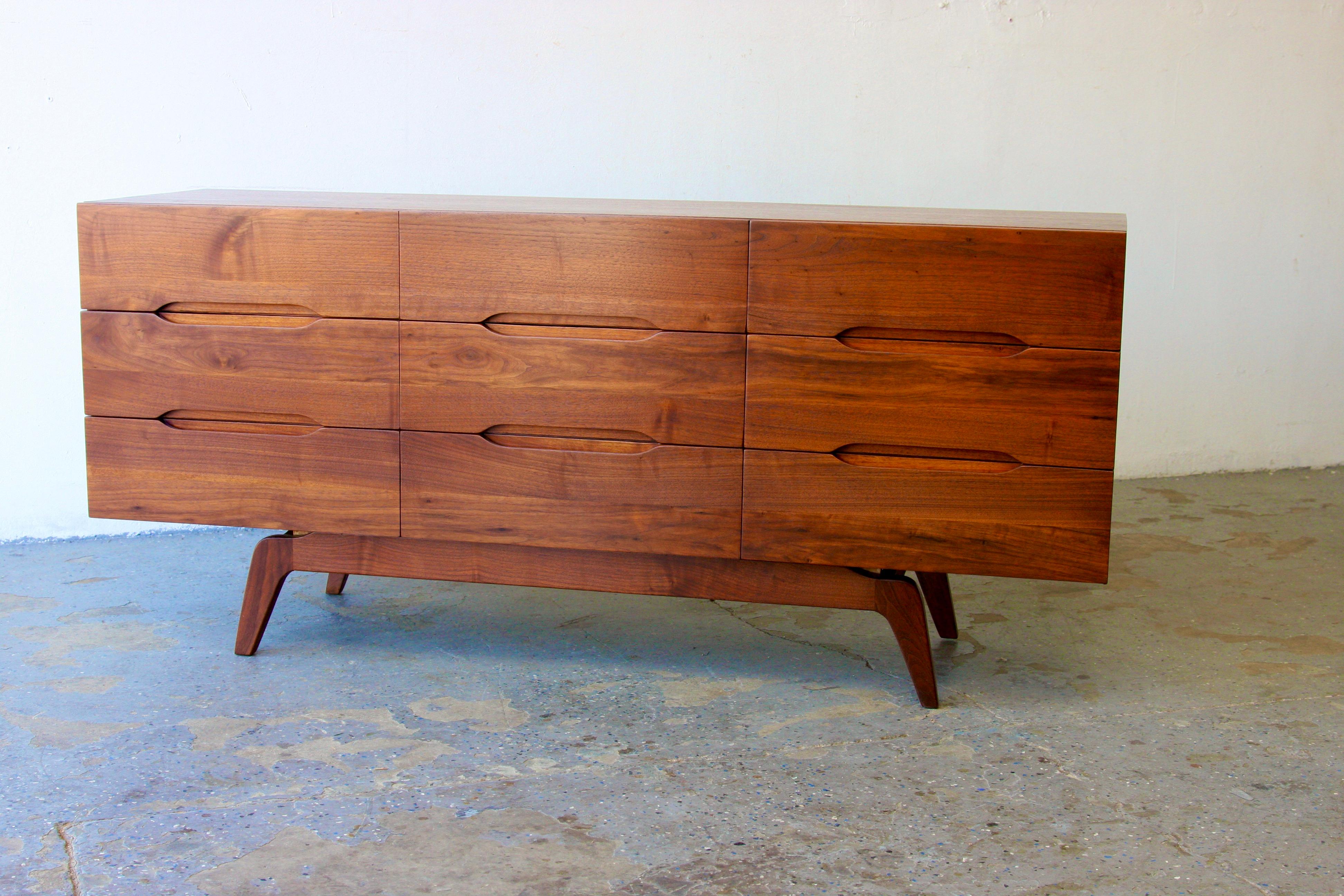 Unique Mid-Century Modern Solid Walnut Dresser/Credenza in Style of Arne Vodder For Sale 3