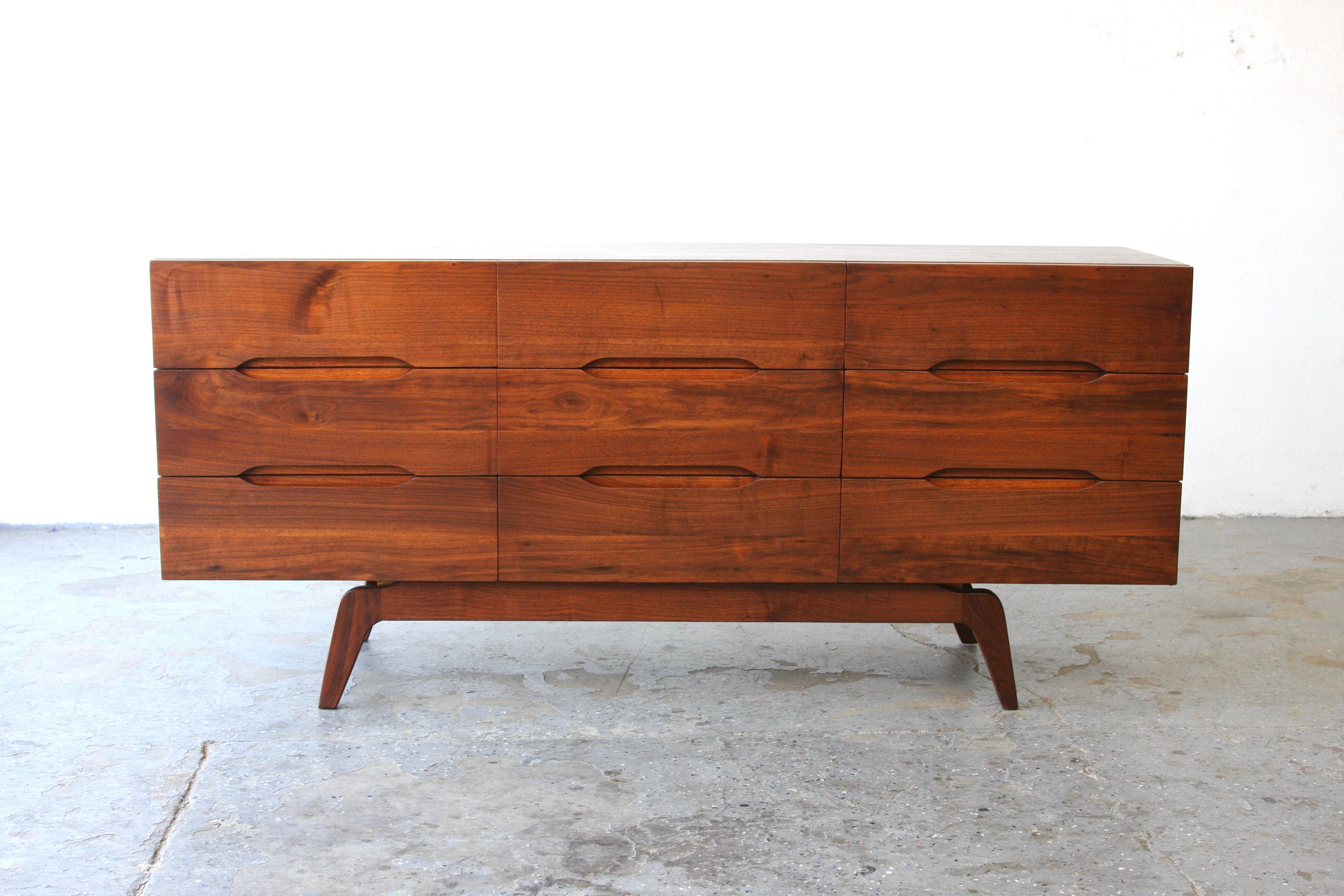 Unique Mid-Century Modern Solid Walnut Dresser/Credenza in Style of Arne Vodder For Sale 4