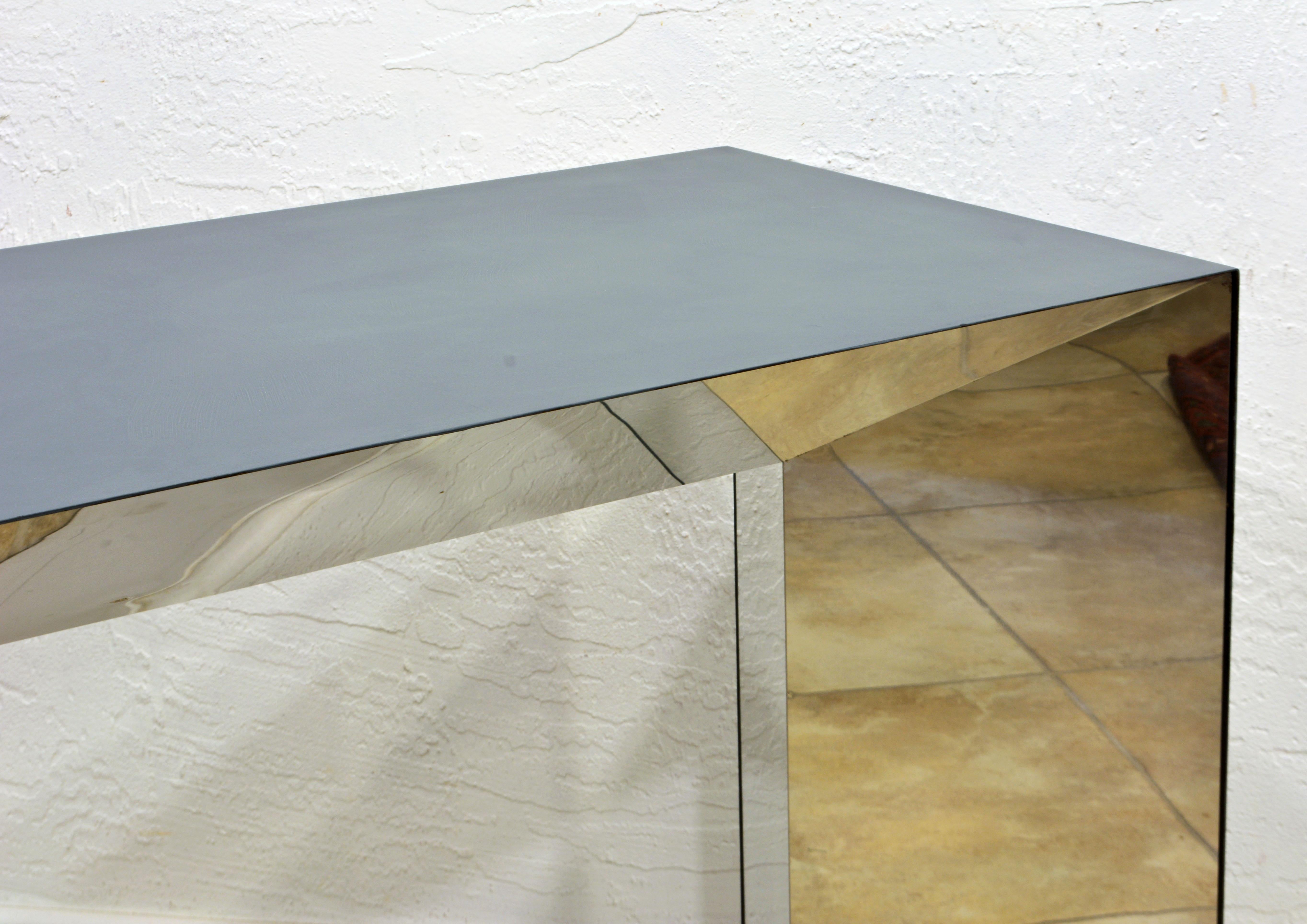 20th Century Unique Mid-Century Modern Steel and Prismatic Chrome Structure Console Table