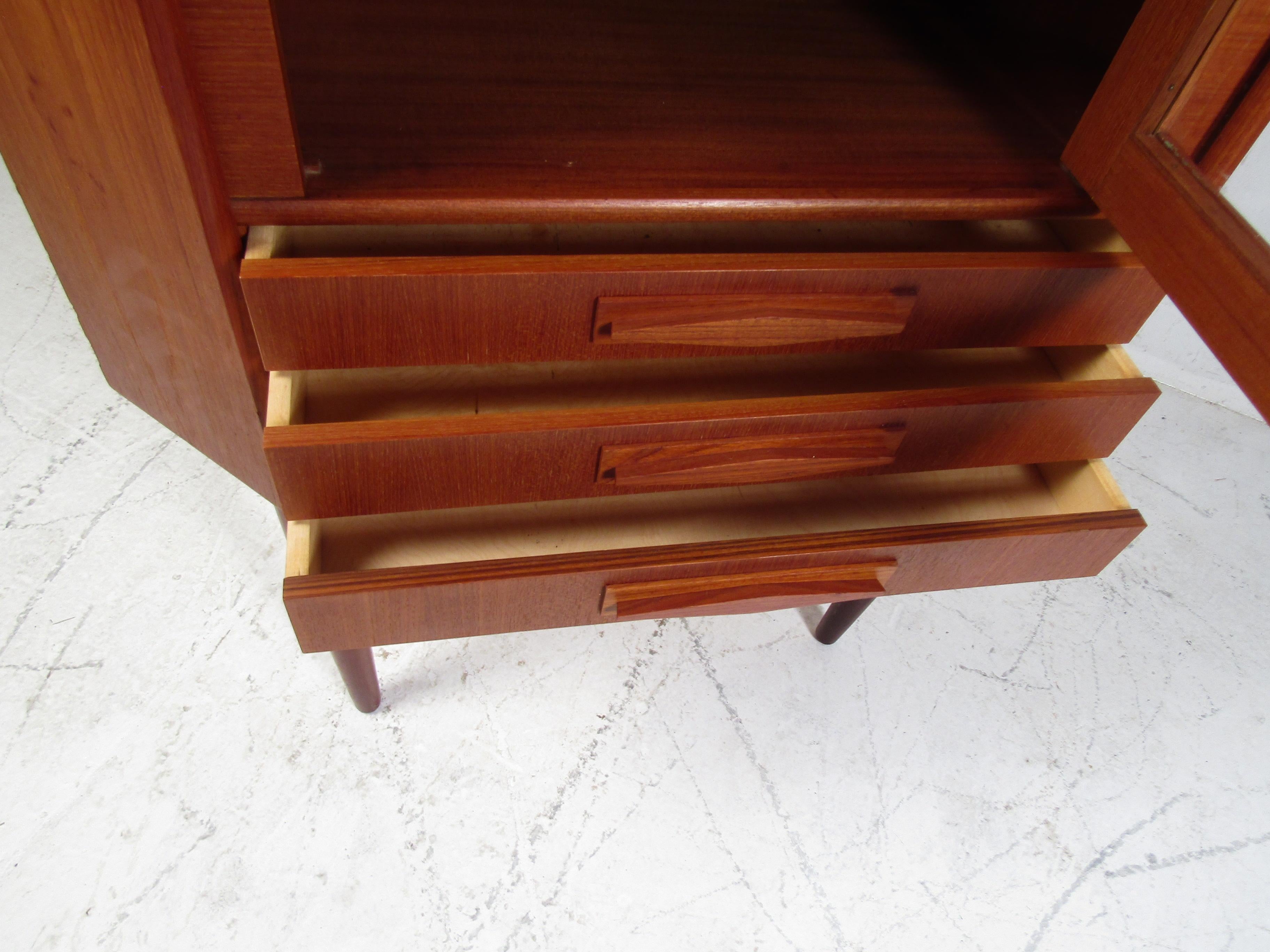 Unique Mid-Century Modern Teak Corner Cabinet 2