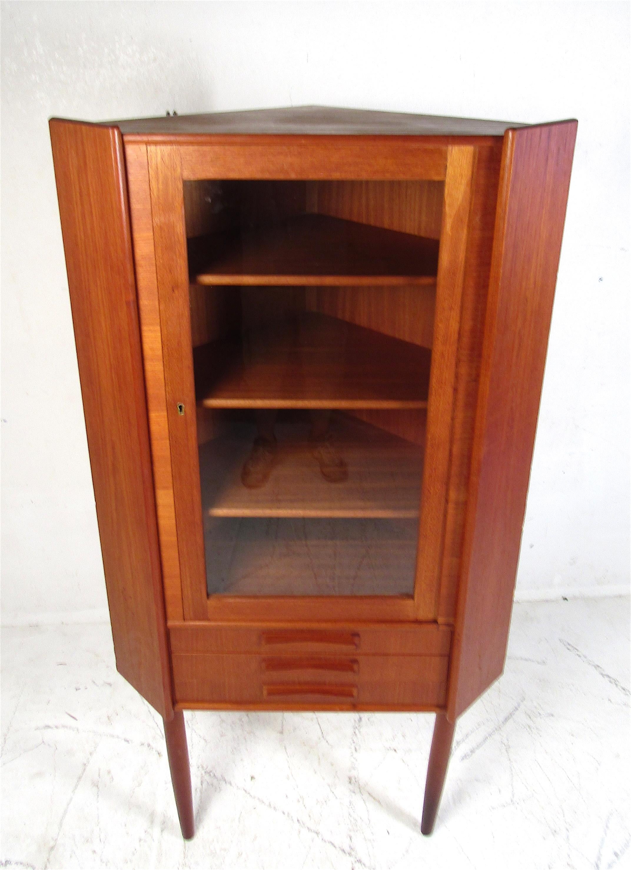 mid century modern corner cabinet