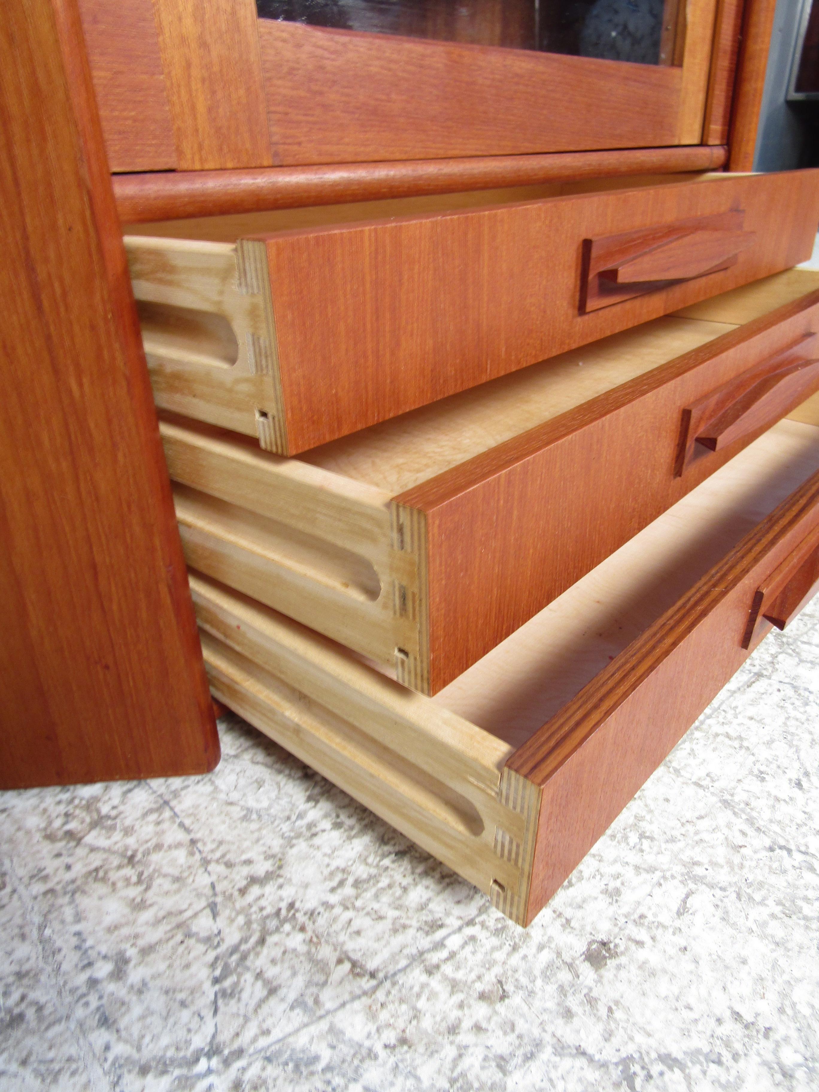 Mid-20th Century Unique Mid-Century Modern Teak Corner Cabinet