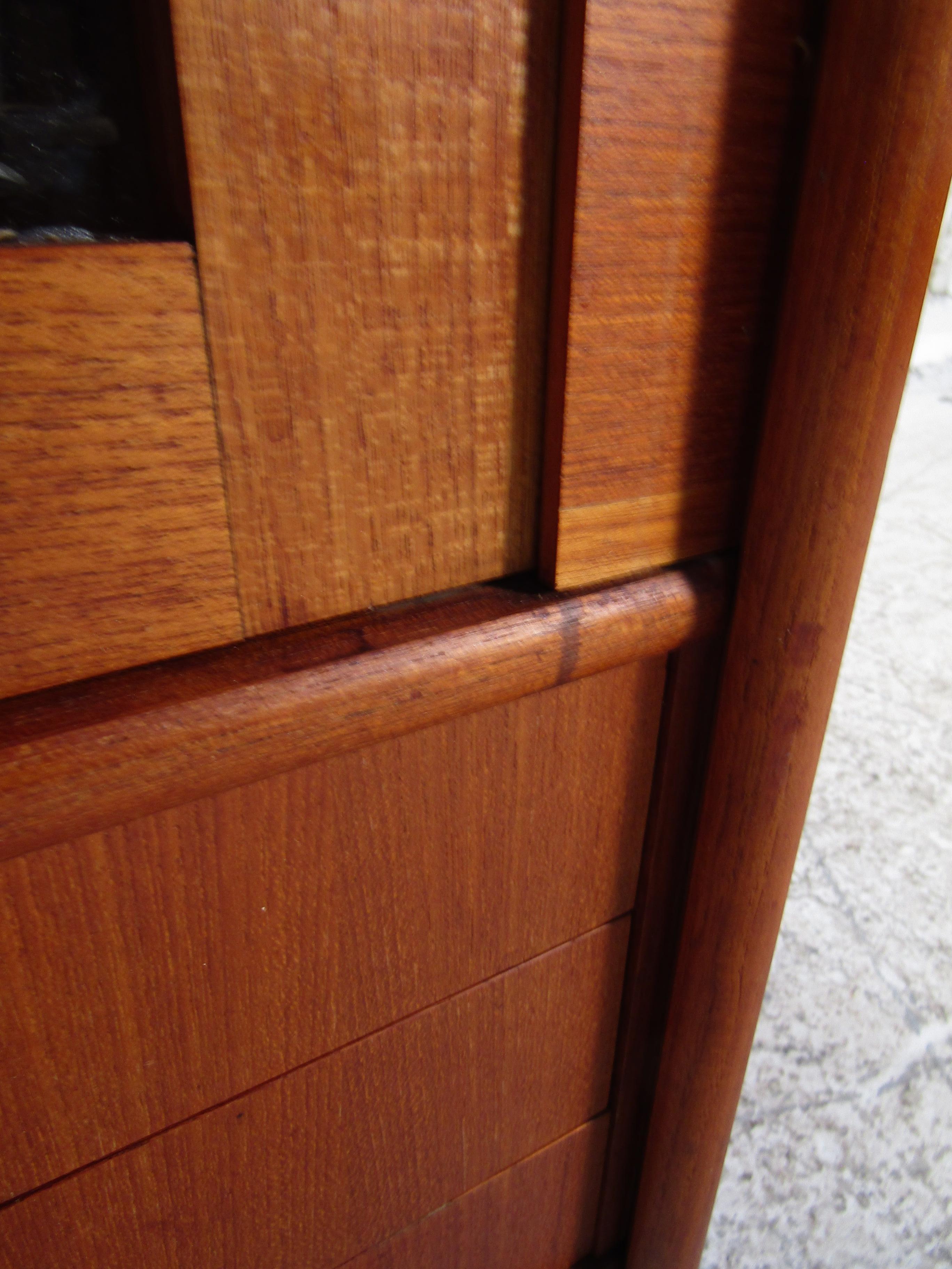 Glass Unique Mid-Century Modern Teak Corner Cabinet