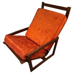 Unique Mid-Century Modern Teak Orange Lounge Chair