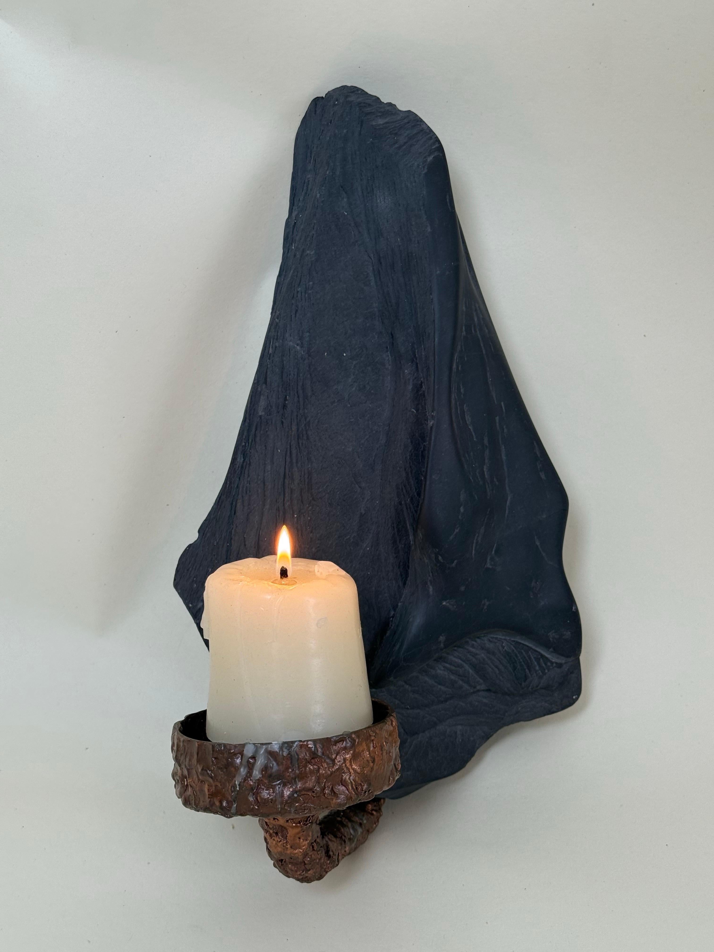 Portacandele da parete in ardesia e oCpper, unico nel suo genere, moderno e di metà secolo. in vendita 2