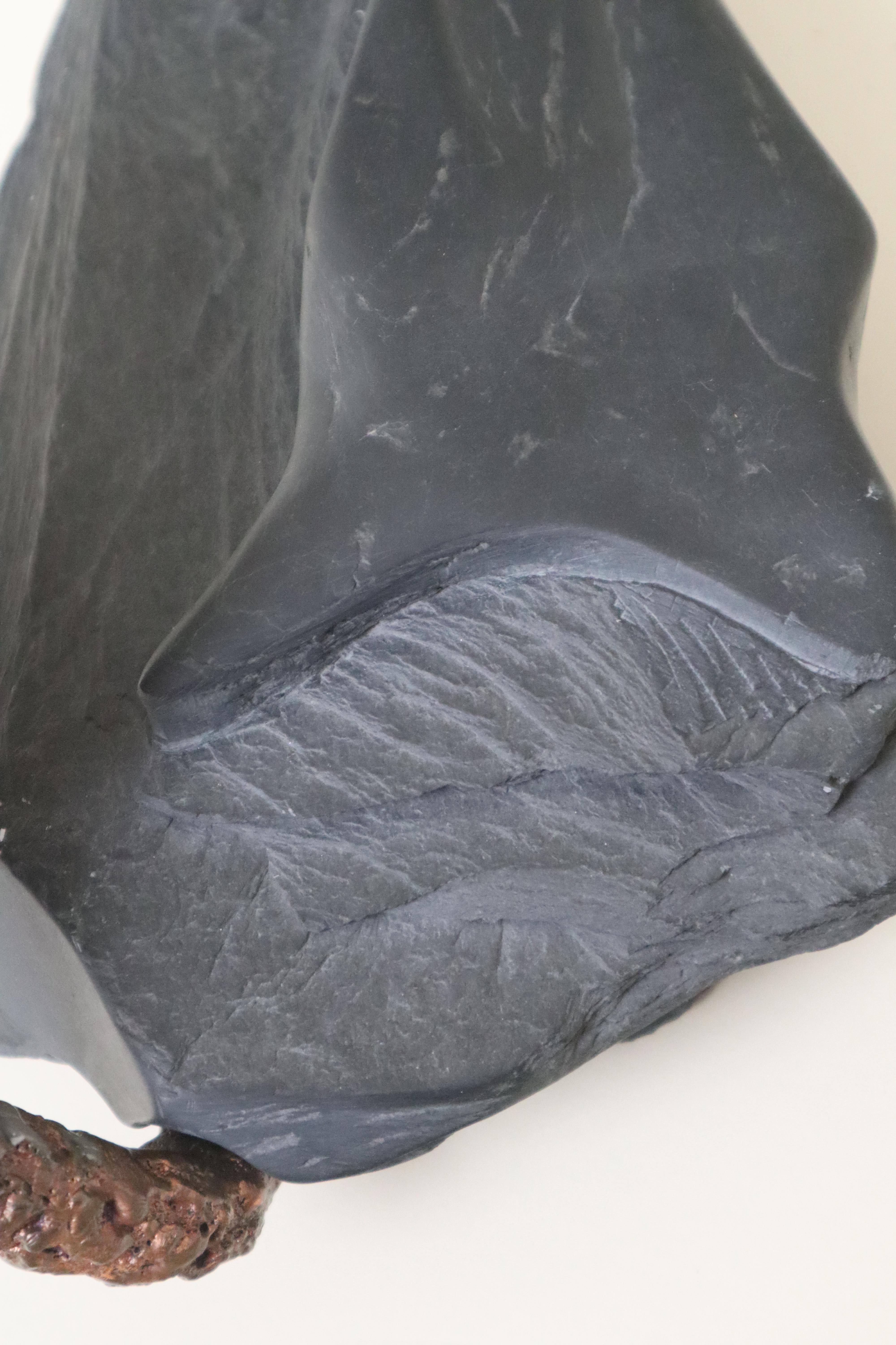 Mid-Century moderno Portacandele da parete in ardesia e oCpper, unico nel suo genere, moderno e di metà secolo. in vendita