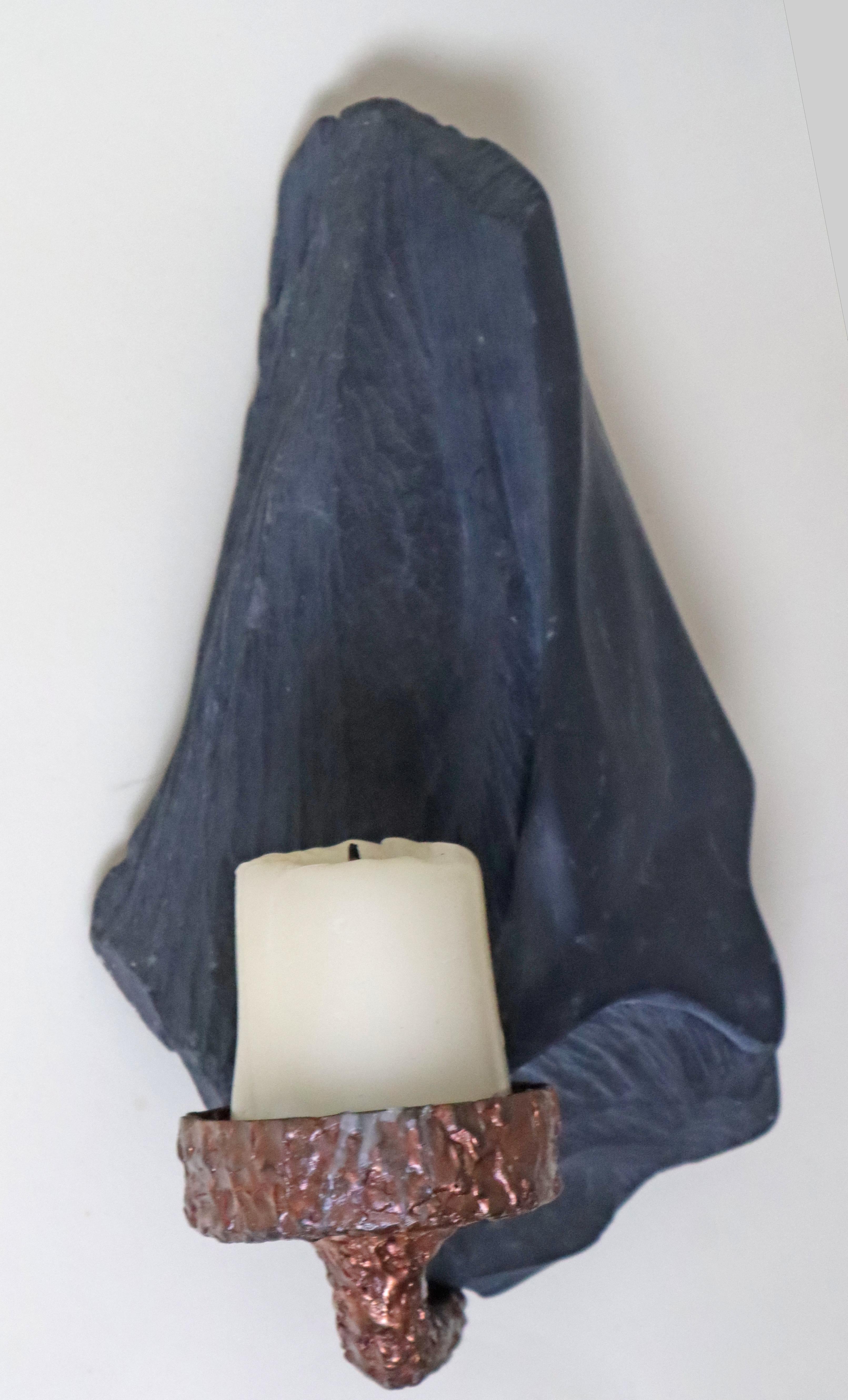 Portacandele da parete in ardesia e oCpper, unico nel suo genere, moderno e di metà secolo. In condizioni buone in vendita a Hannover, DE