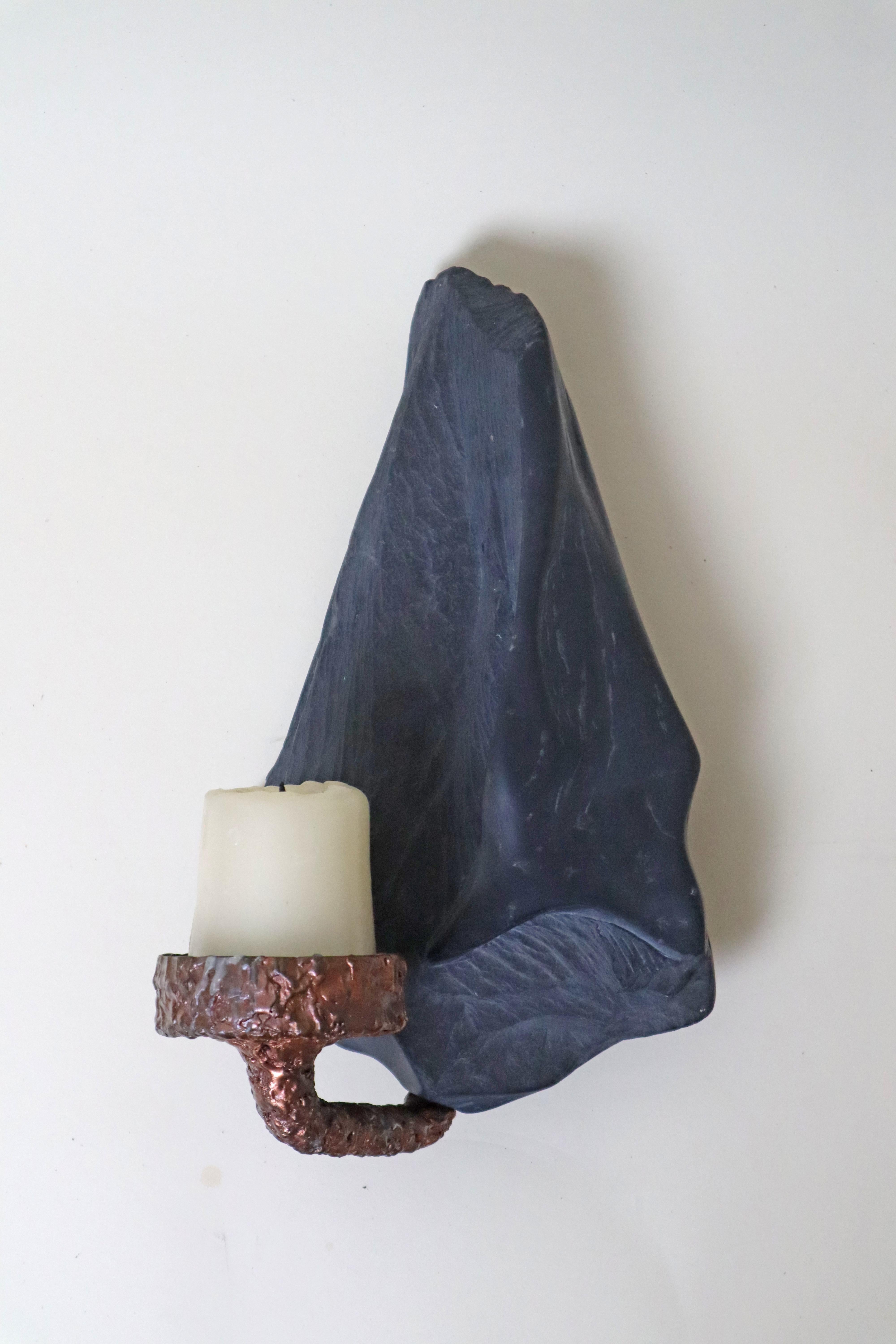 Rame Portacandele da parete in ardesia e oCpper, unico nel suo genere, moderno e di metà secolo. in vendita