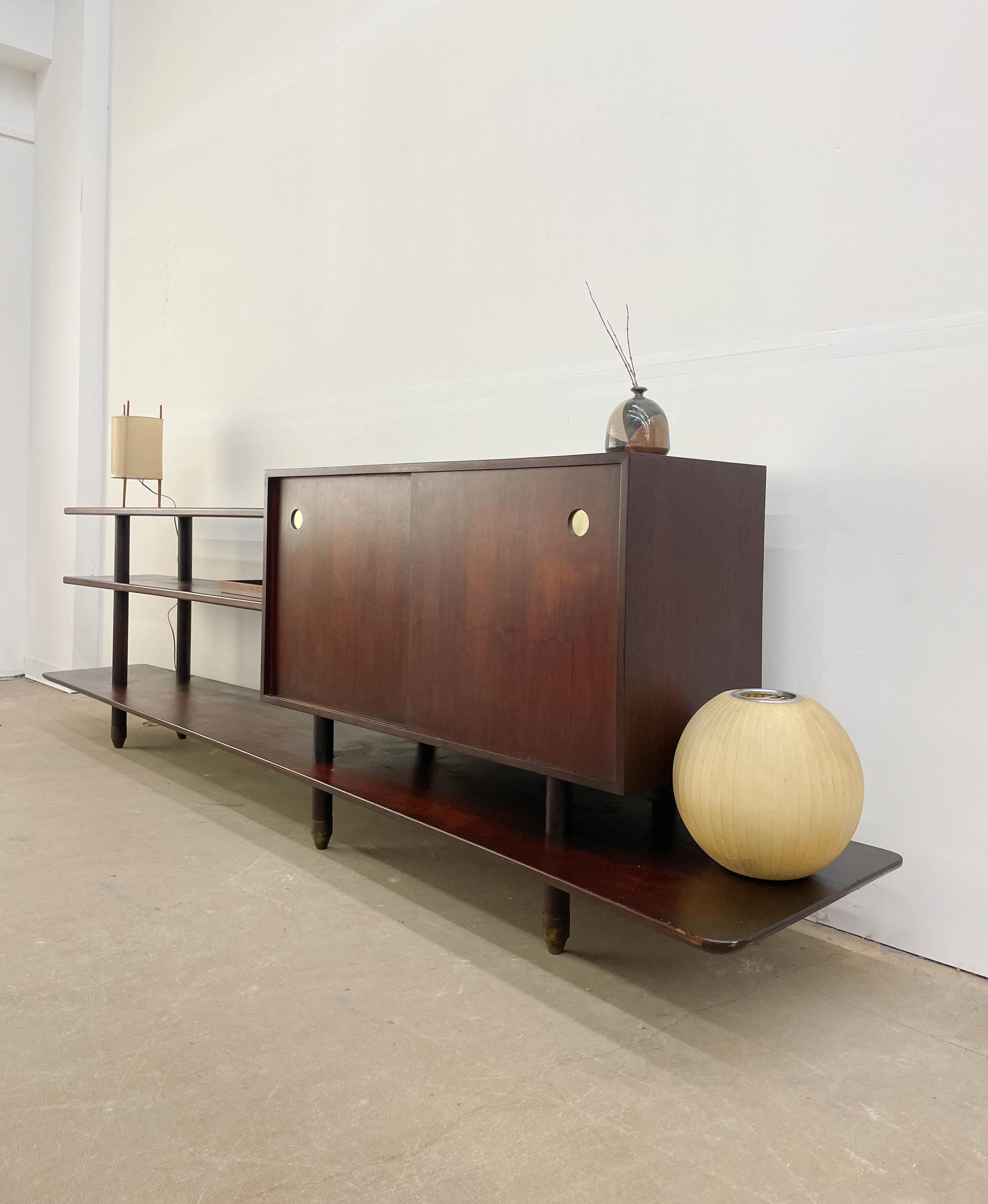 Unique Mid Century modern walnut bar cabinet For Sale 8