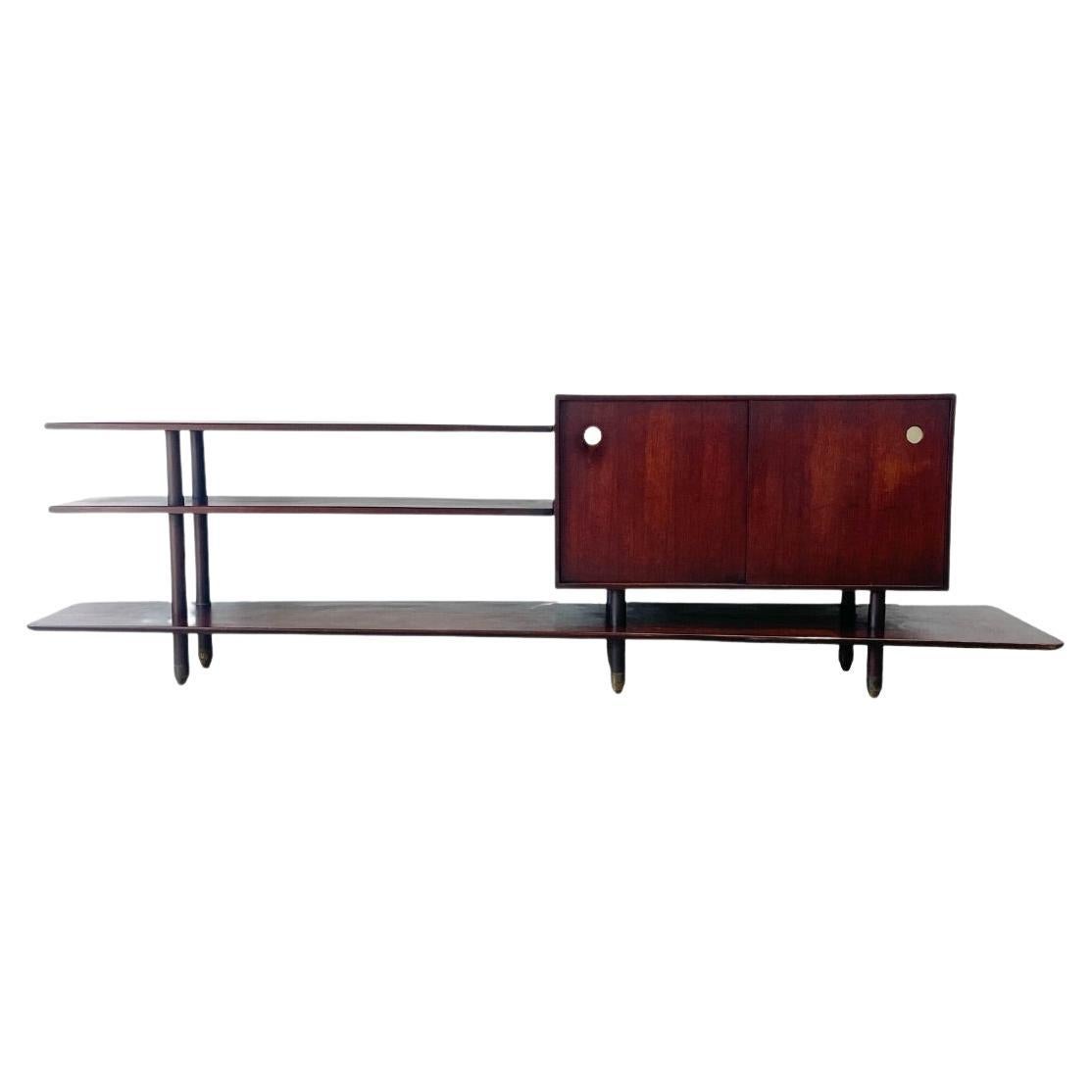 Unique Mid Century modern walnut bar cabinet For Sale