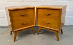 Unique Mid-Century Nightstands w/ Sculpted Pulls