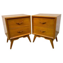 Unique Mid-Century Nightstands w/ Sculpted Pulls