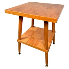 Unique Mid-Century Parquet Maple Side Table
