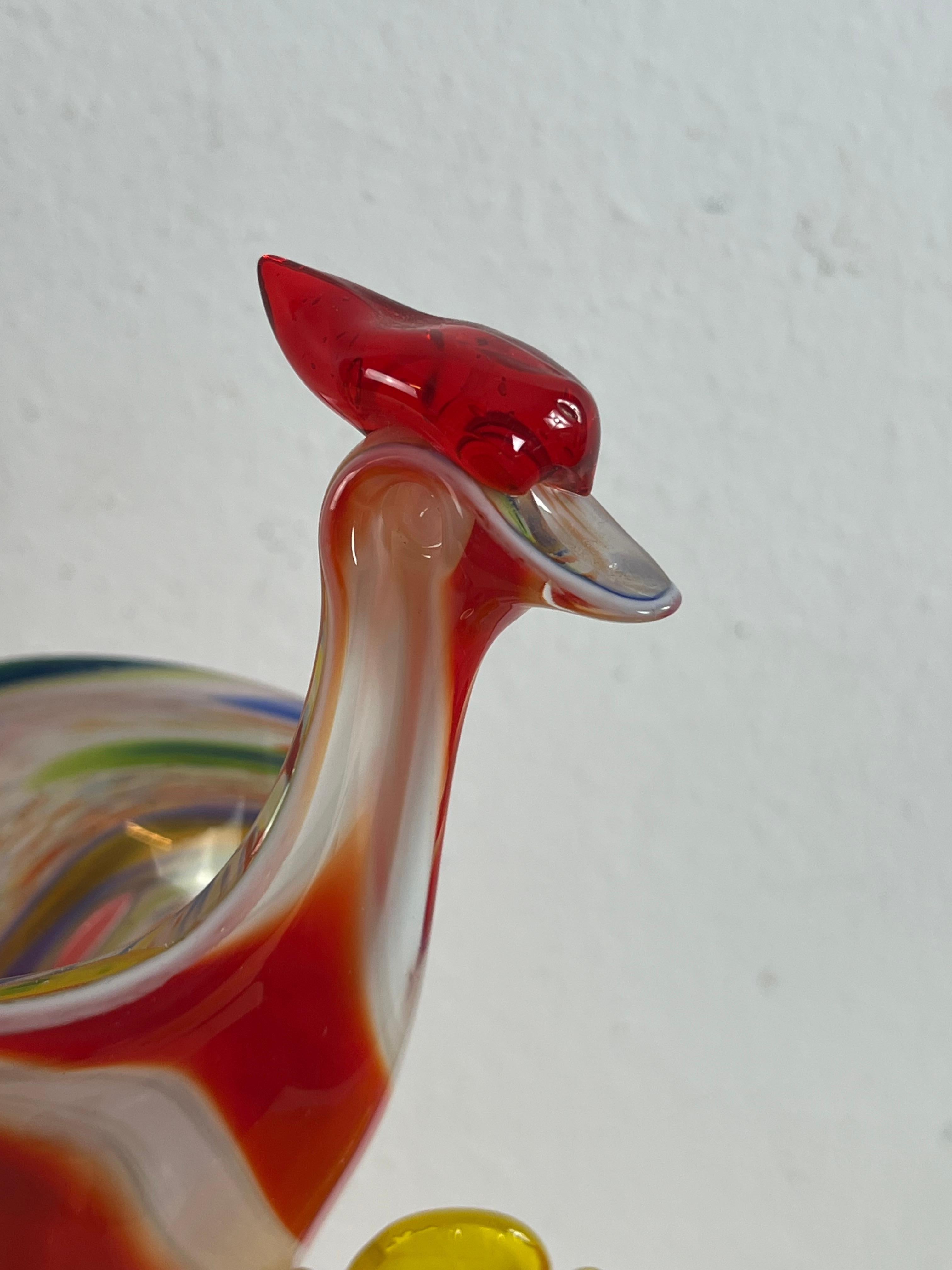Einzigartige Vase aus polychromem Murano-Glas mit Hahn und Blumen aus der Mitte des Jahrhunderts, 1950er Jahre im Zustand „Gut“ im Angebot in Palermo, IT