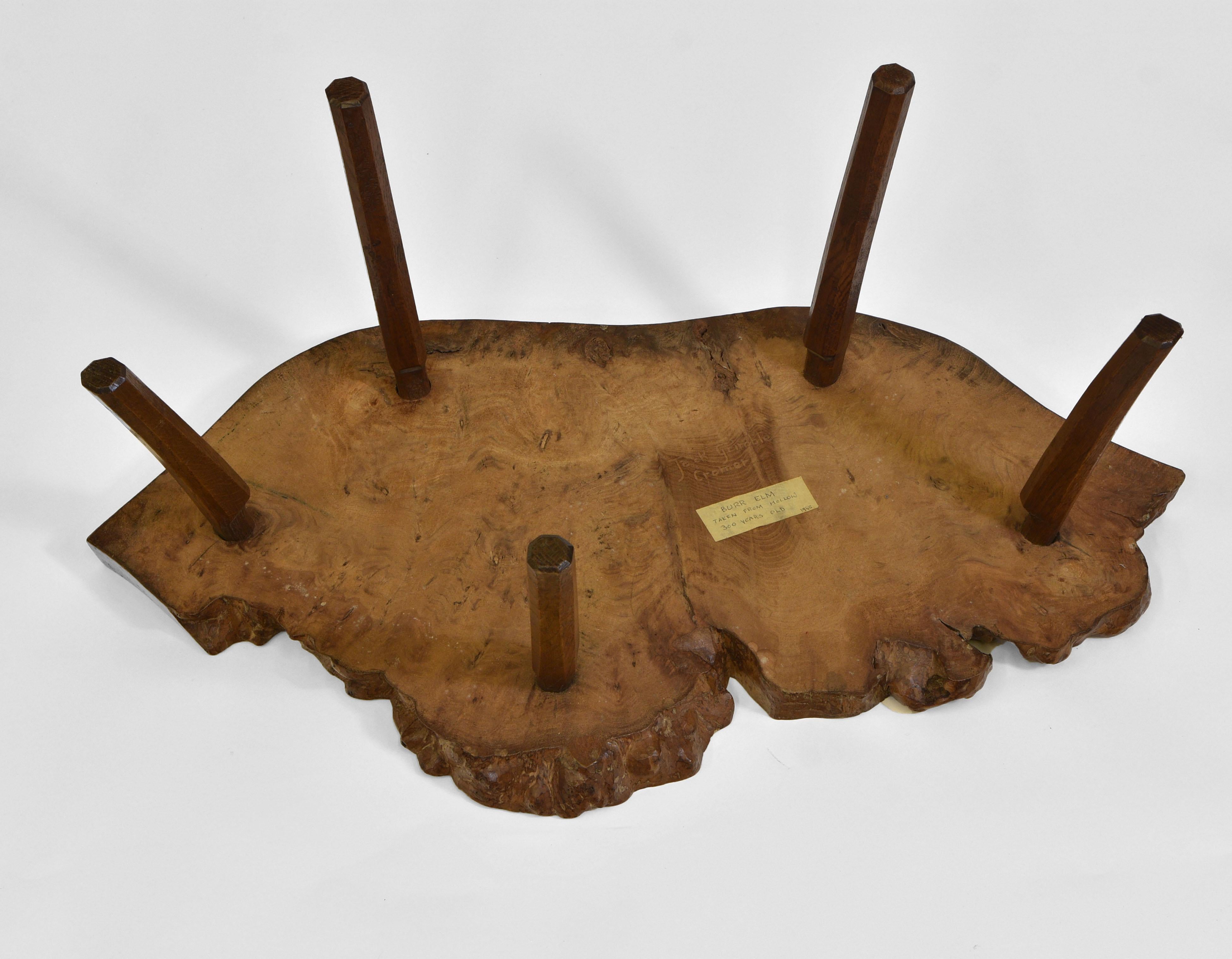 Unique MidCentury Sculptural Burr Elm Coffee Table by Jack Grimble