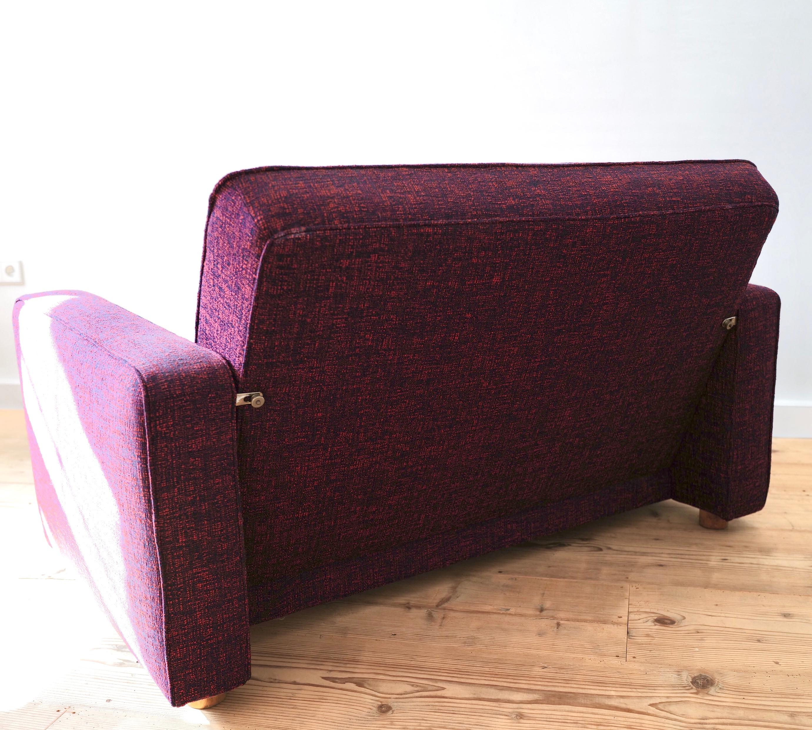 Unique Midcentury Sofa Upholstered with Raf Simons Fabric, Switzerland In Good Condition For Sale In Dusseldorf, DE
