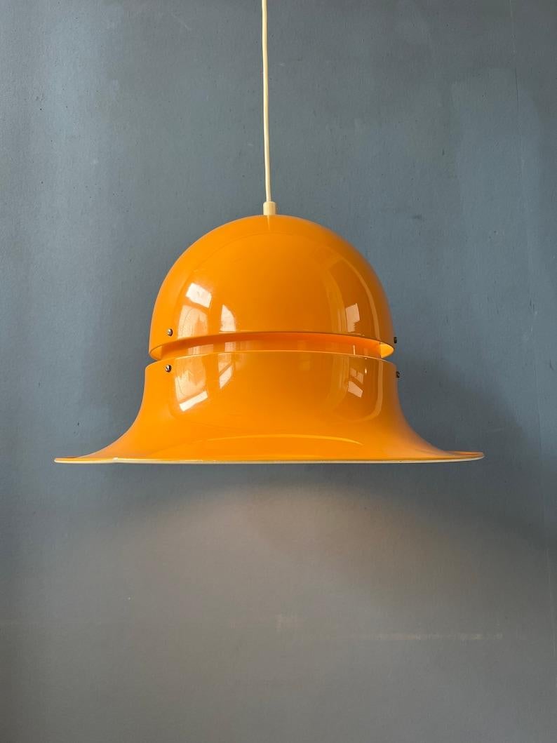 Unique Mid Century Space Age Pendant Lamp in Yellow Colour, 1970s In Excellent Condition For Sale In ROTTERDAM, ZH