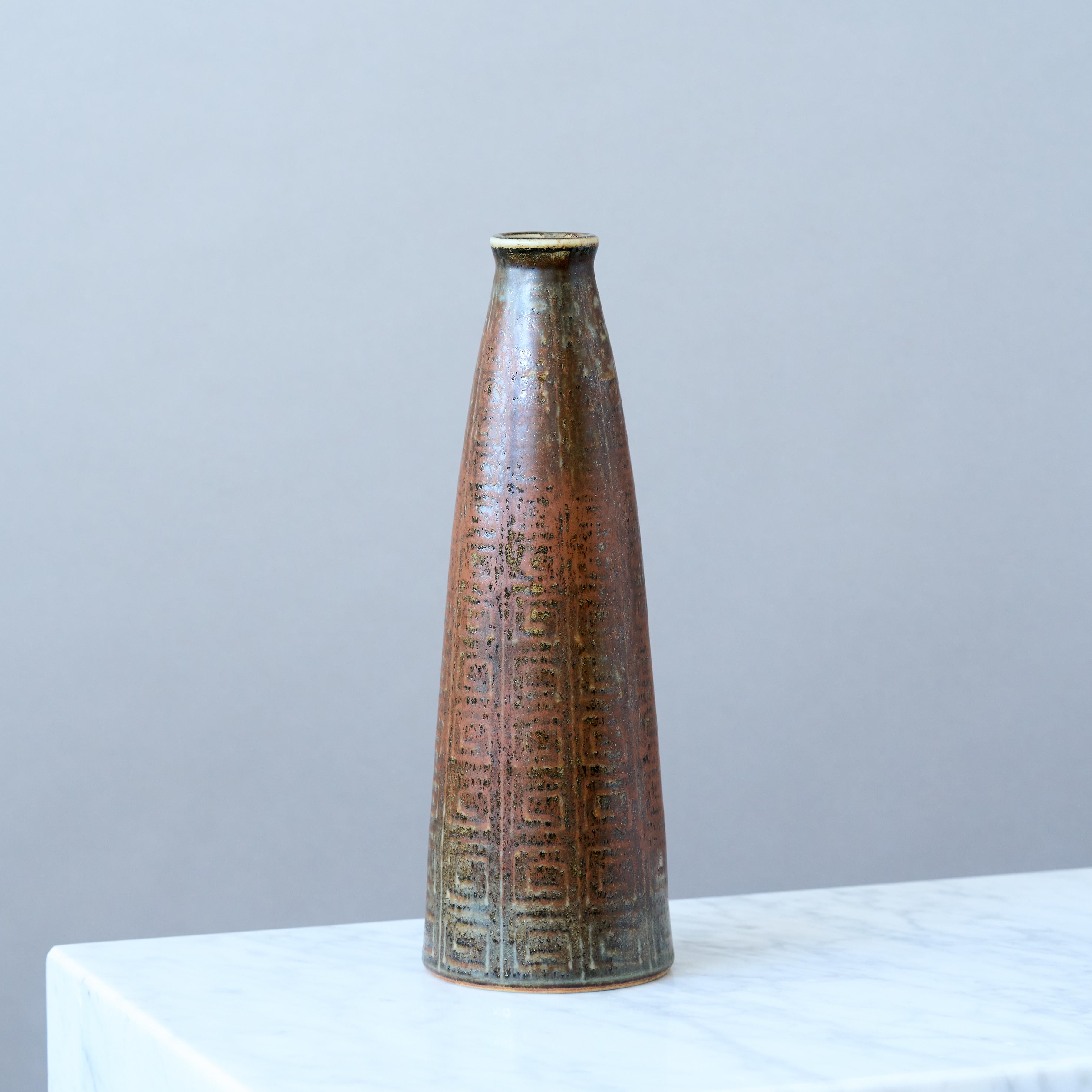Swedish Unique Mid-Century Stoneware Vase by Carl-Harry Stalhane, Rorstrand Sweden 1960s For Sale