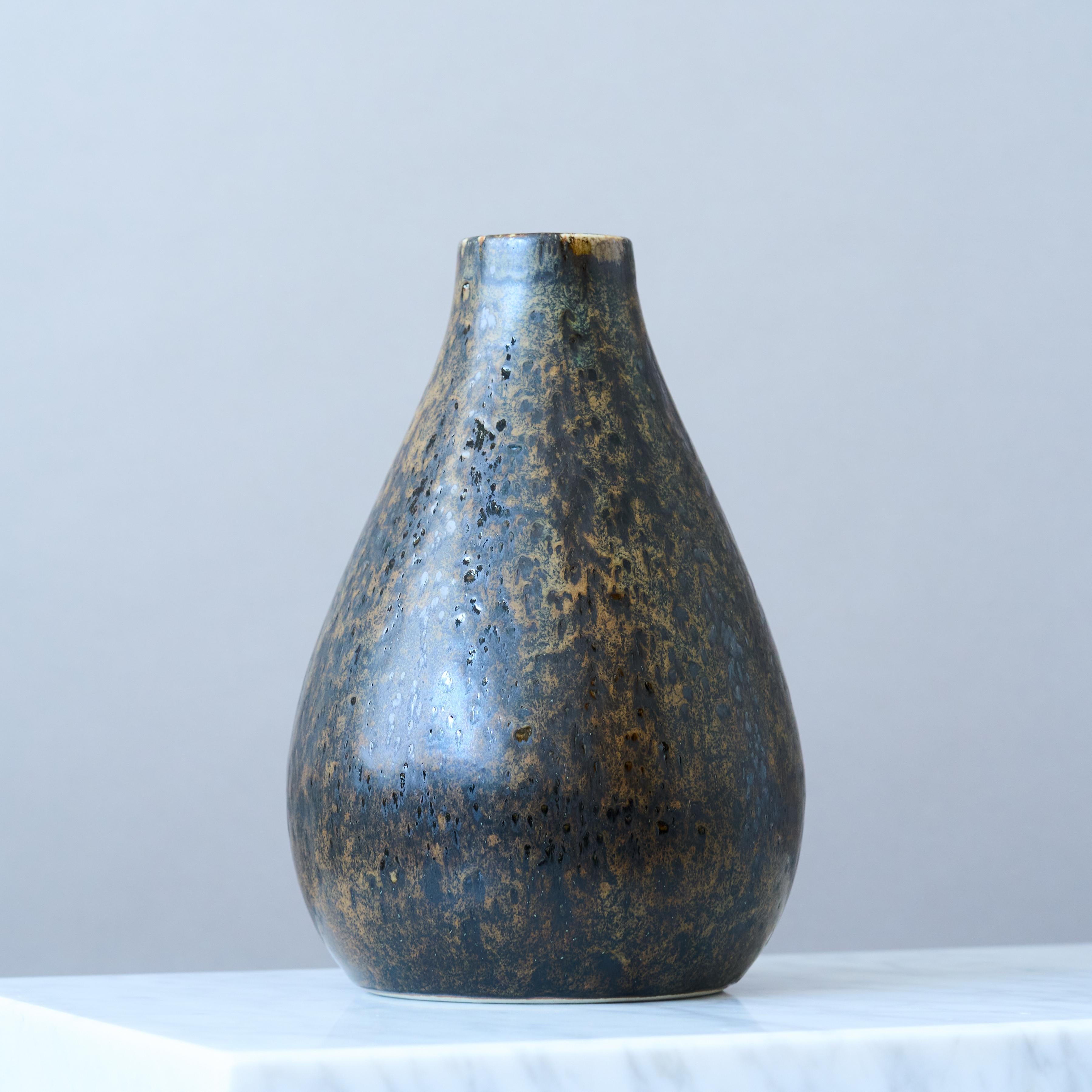Glazed Unique Mid-Century Stoneware Vase by Carl-Harry Stalhane, Rorstrand Sweden 1960s For Sale