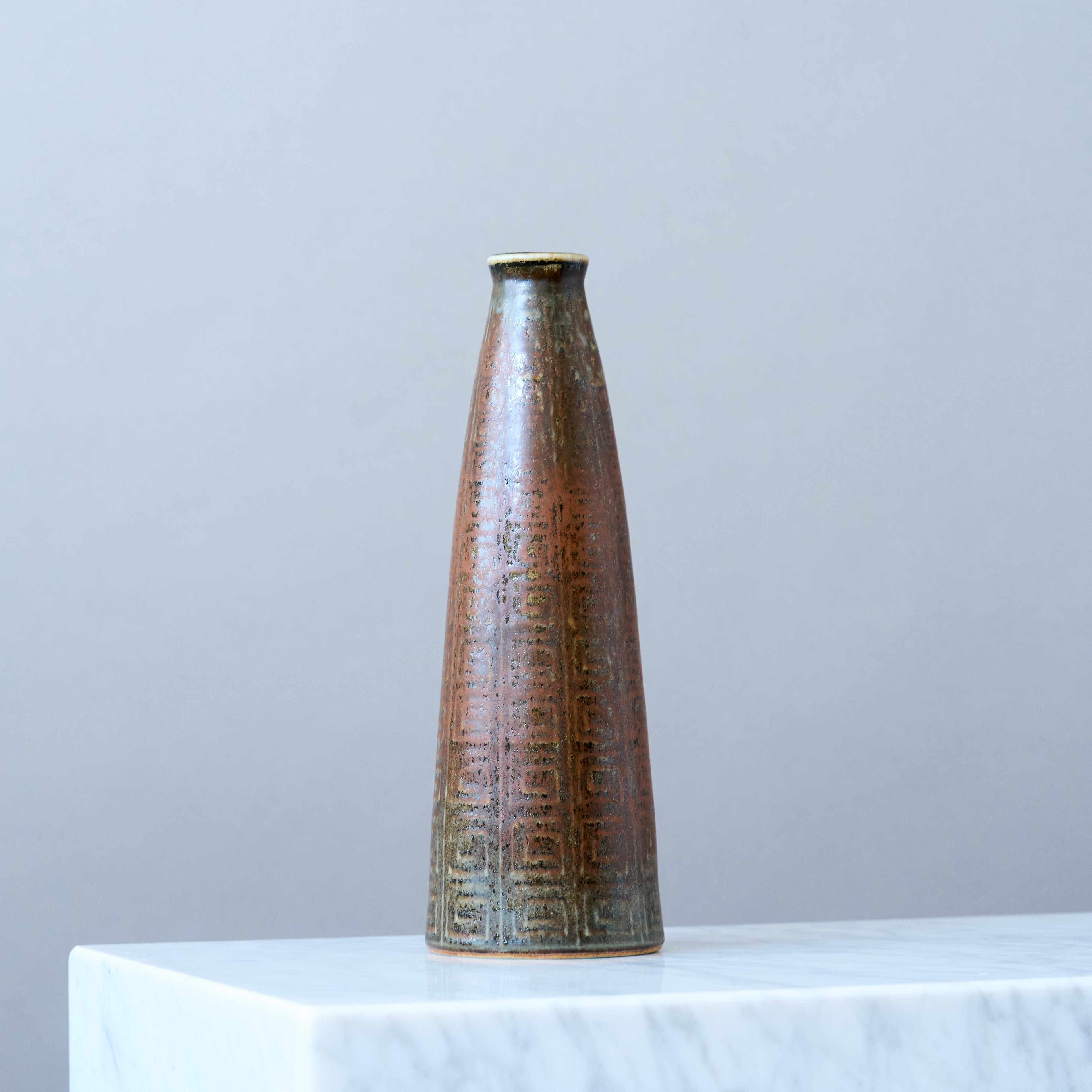 20th Century Unique Mid-Century Stoneware Vase by Carl-Harry Stalhane, Rorstrand Sweden 1960s For Sale