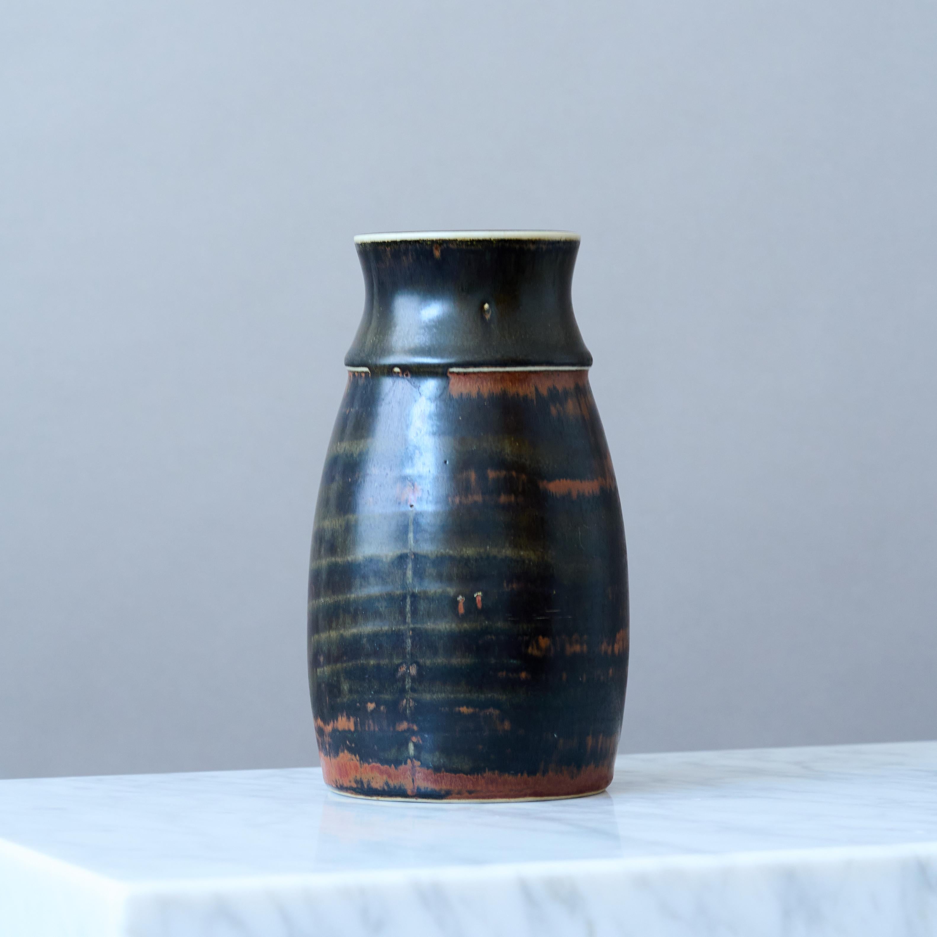 20th Century Unique Mid-Century Stoneware Vase by Carl-Harry Stalhane, Rorstrand Sweden 1960s For Sale