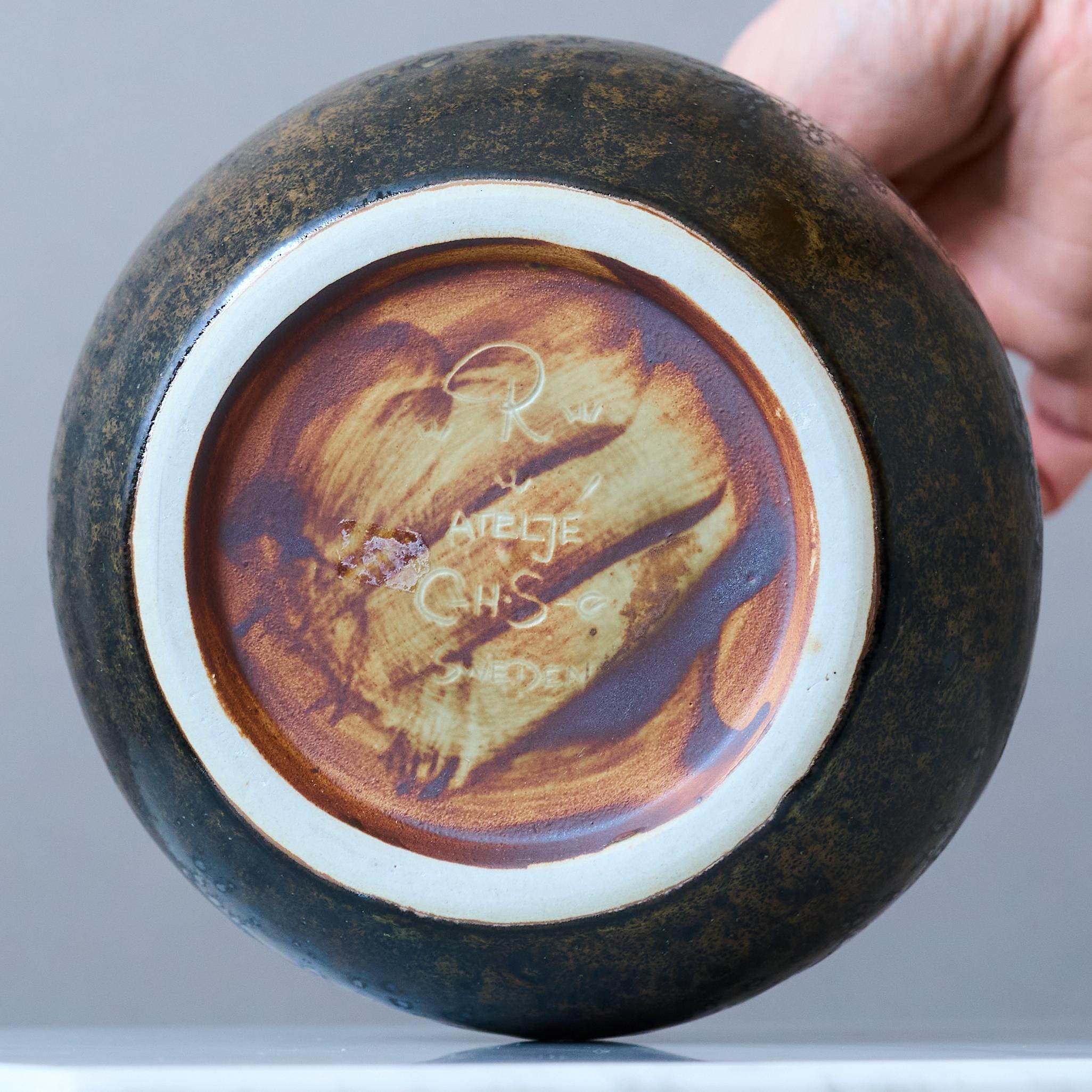 Ceramic Unique Mid-Century Stoneware Vase by Carl-Harry Stalhane, Rorstrand Sweden 1960s For Sale