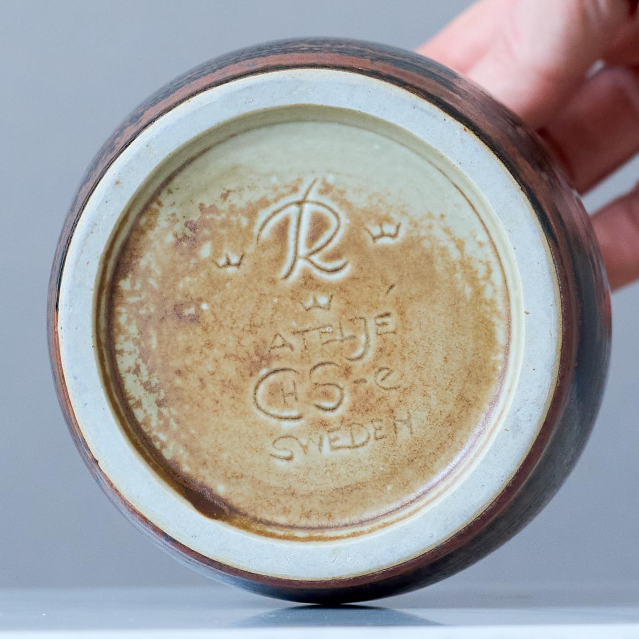 Ceramic Unique Mid-Century Stoneware Vase by Carl-Harry Stalhane, Rorstrand Sweden 1960s For Sale