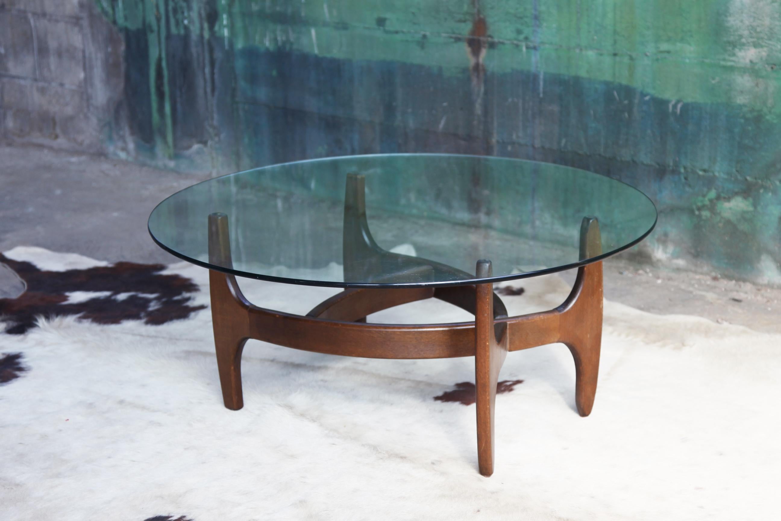 Glass Unique Mid-Century Walnut Adrian Pearsall Danish Modern Style Coffee Table