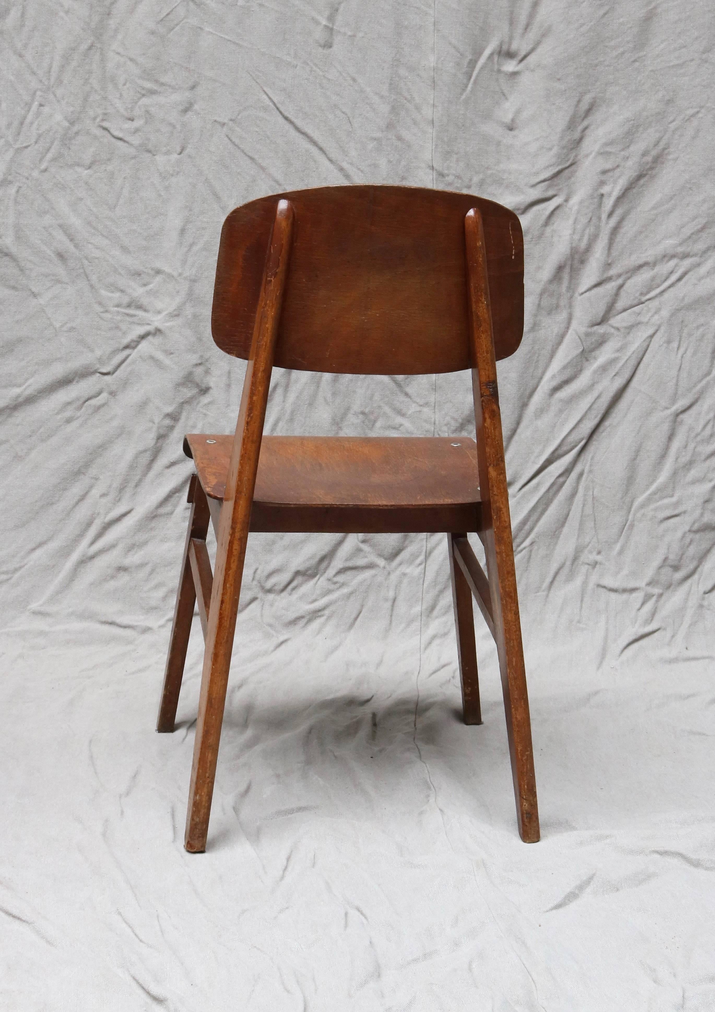 Mid-Century Modern Unique Midcentury Wooden Chair by Jean Prouvé For Sale
