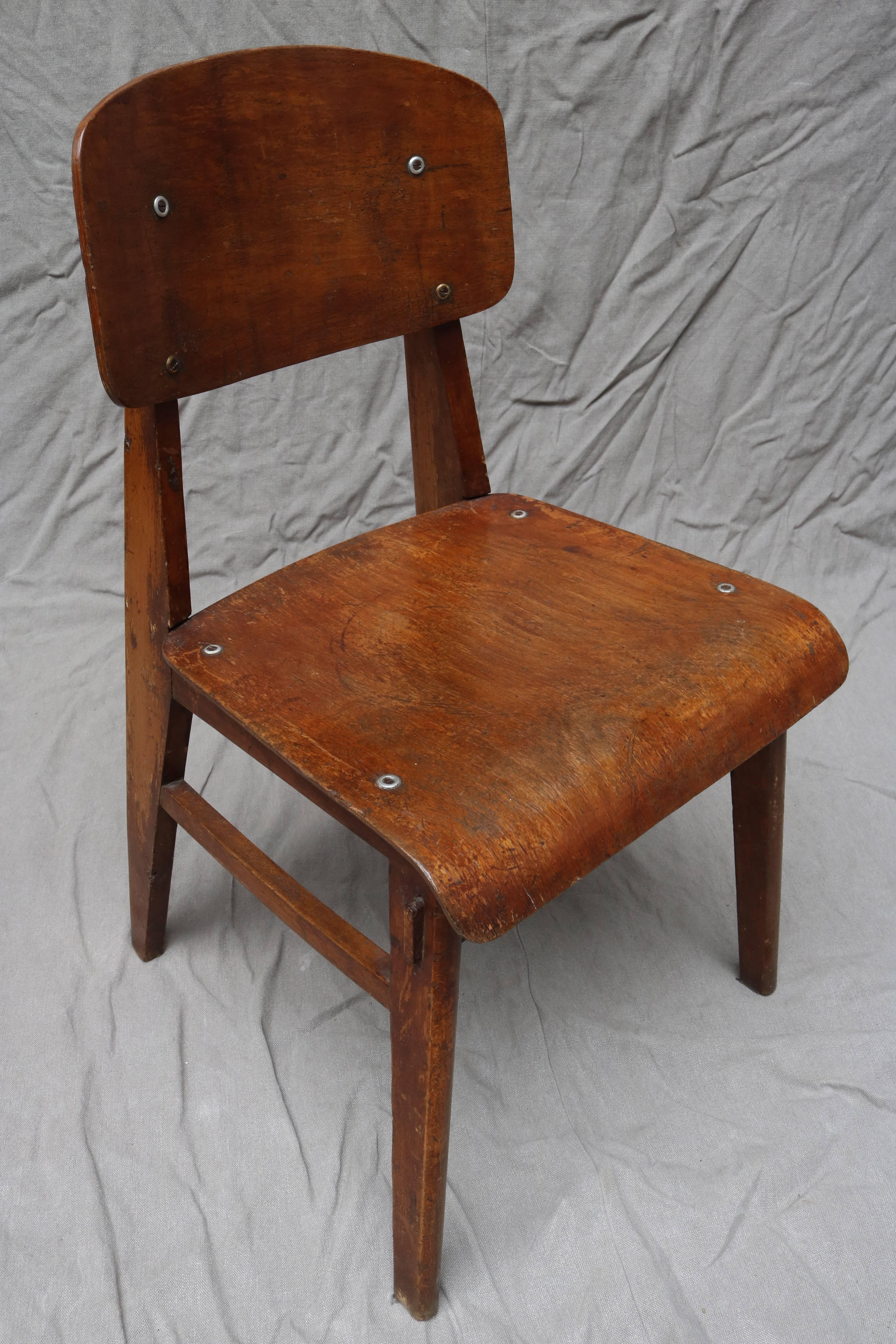 Mid-20th Century Unique Midcentury Wooden Chair by Jean Prouvé For Sale