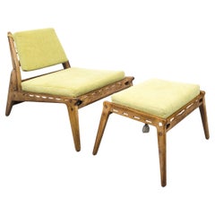Vintage Mid Century solid oak hunting chairs by Heinz Heger, Germany 1950s