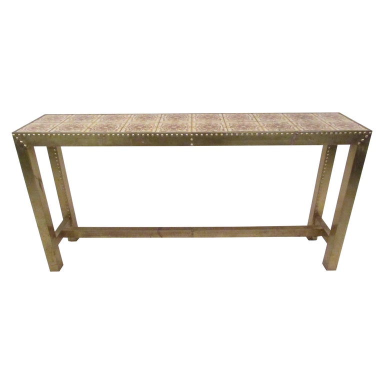 Unique Midcentury Brass Console Table For Sale at 1stDibs