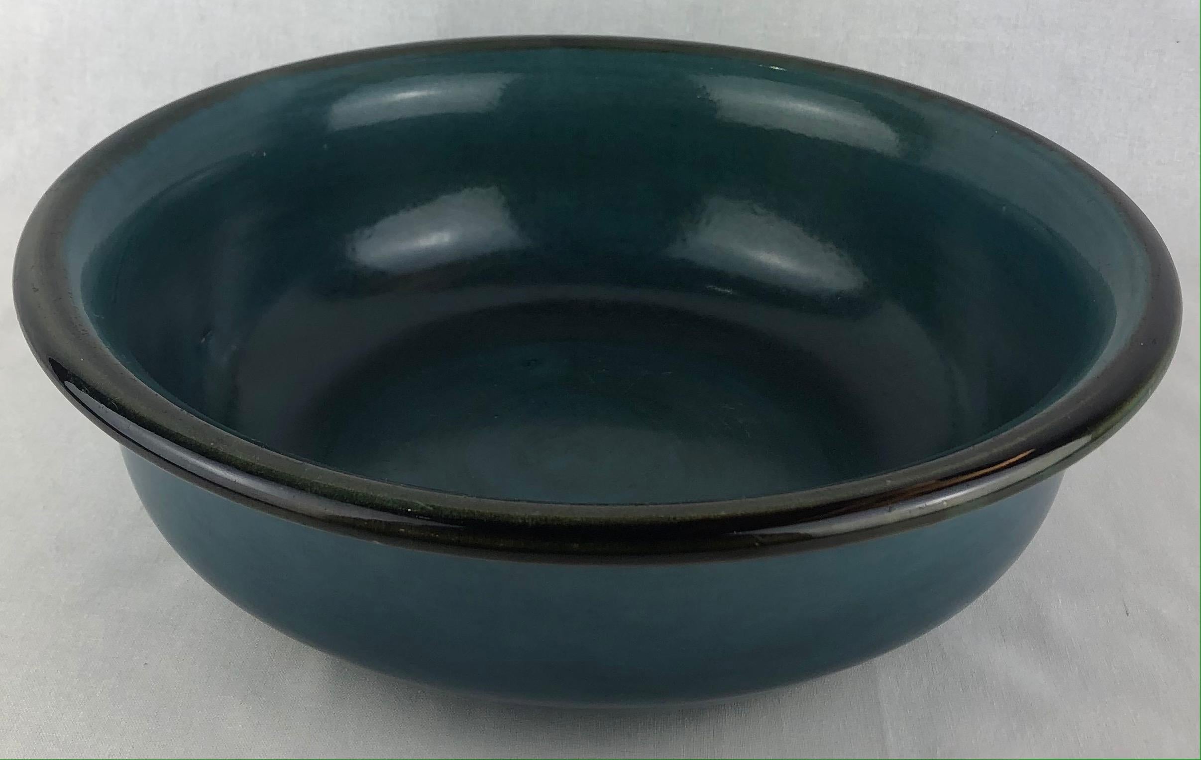 Stunning and stylish hand-crafted blue matte bowl by Saint Clement pottery studio/workshop, France.

Signed on the underside with Saint Clement logo. 
Measures: 11 7/8