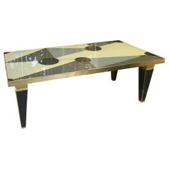 Unique Midcentury Glass and Brass Coffee Table