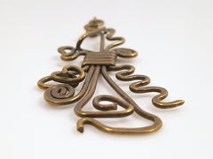 Artisan Hammered Brass Wire SpiralsLoopsSquiggles Unique Pendant