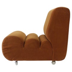 Unique Mid-Century Lounge Chair in Brown Fabric, Czechoslovakia, 1970s