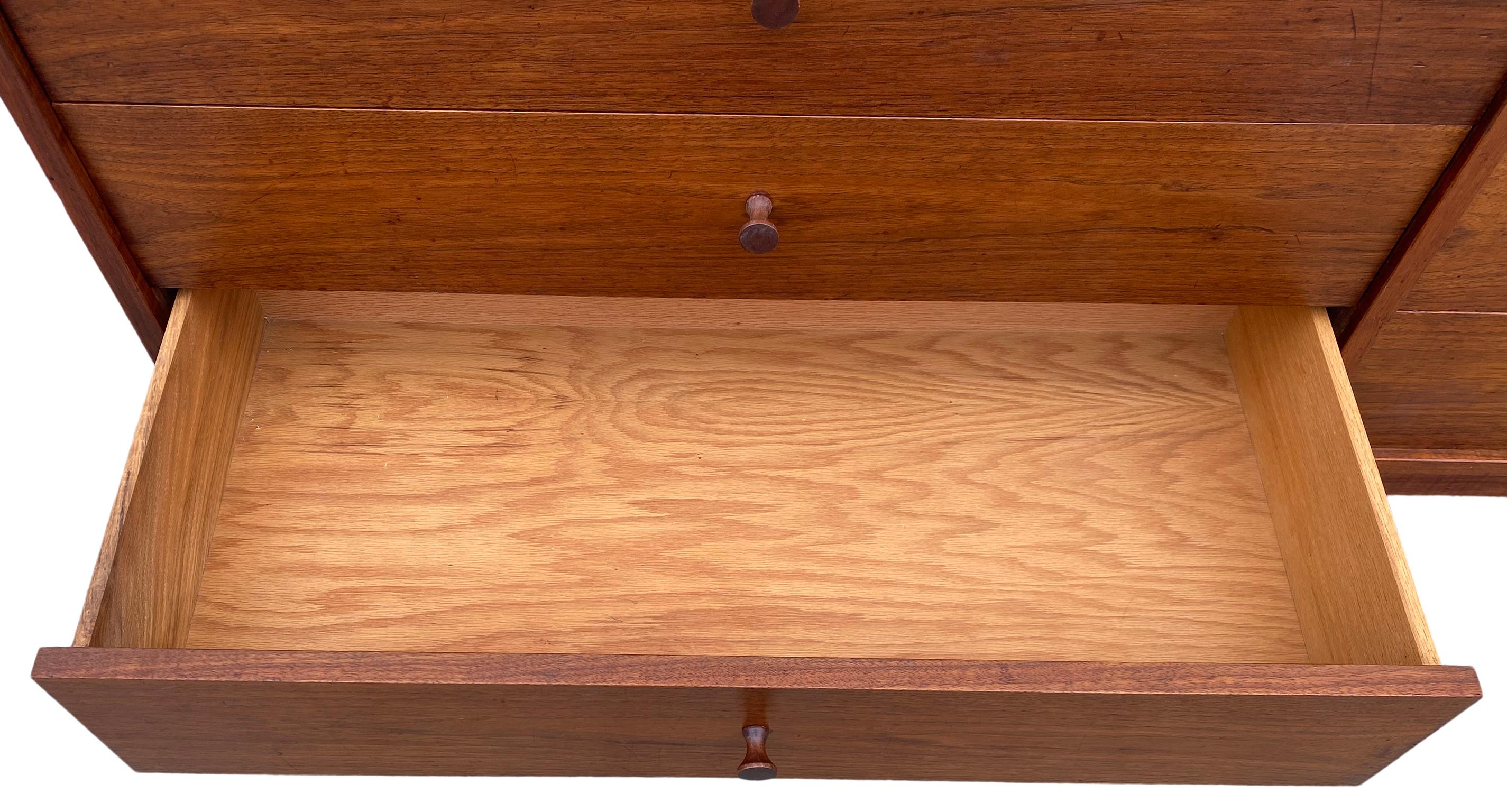 Mid-20th Century Unique Mid-Century Modern Long Walnut 8-Drawer Dresser Credenza by Calvin
