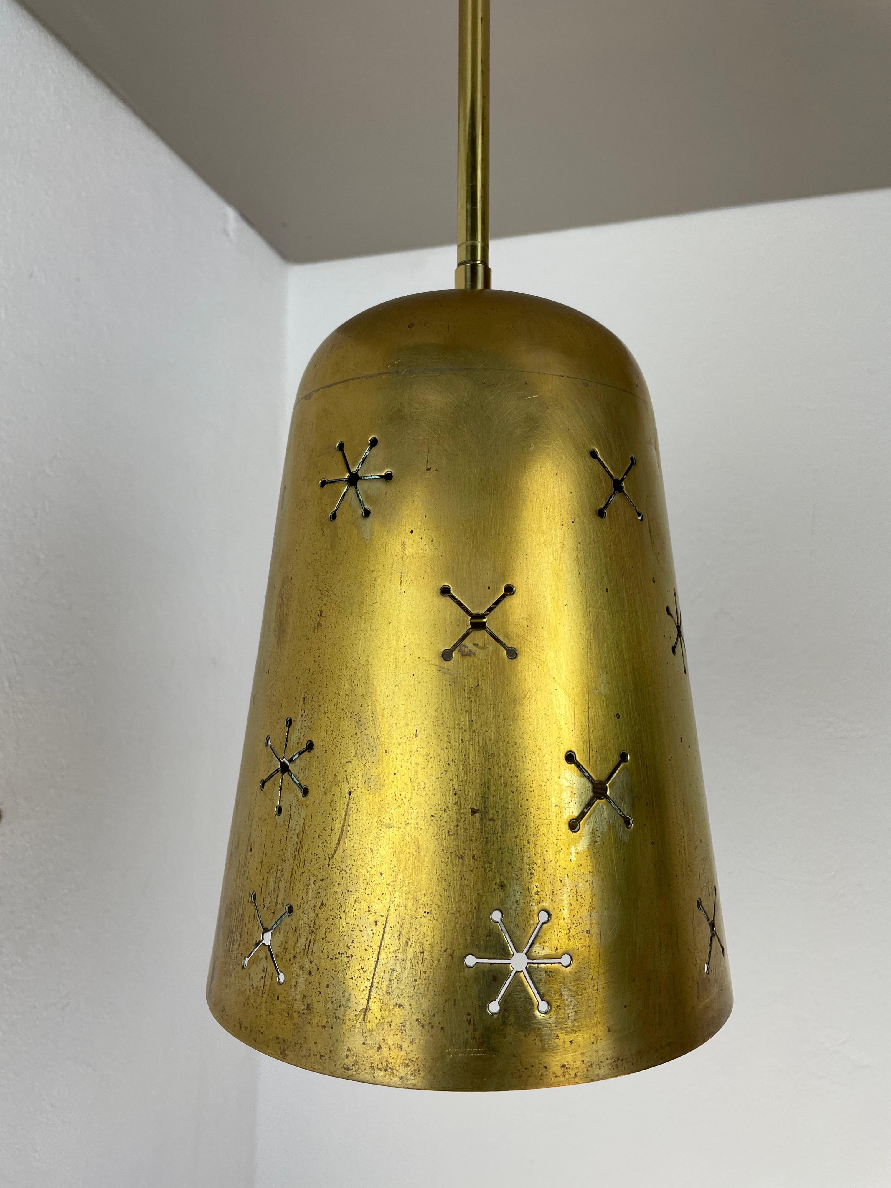 20th Century unique  Midcentury Stilnovo Style Brass and Metal Tube Hanging Light, Italy 1950 For Sale