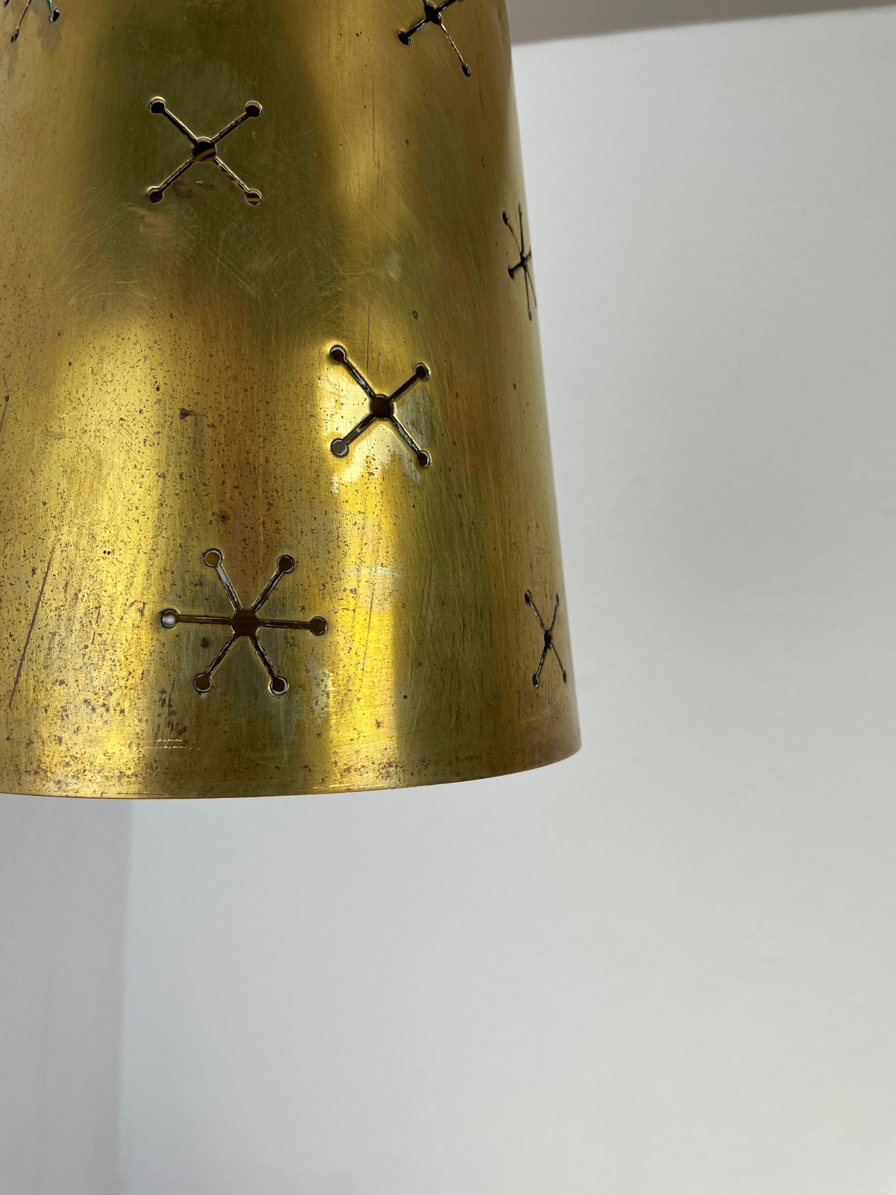 unique  Midcentury Stilnovo Style Brass and Metal Tube Hanging Light, Italy 1950 For Sale 1