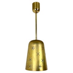 unique  Midcentury Stilnovo Style Brass and Metal Tube Hanging Light, Italy 1950
