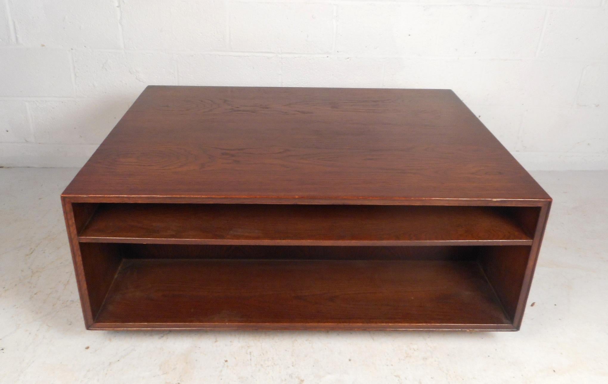 Late 20th Century Unique Midcentury Walnut Coffee Table with Storage Compartments
